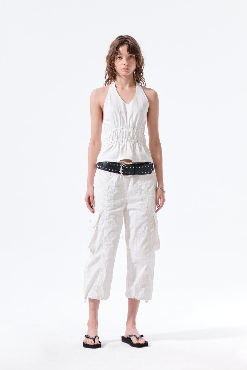 Matin Kim - Halter Neck Shirring Blouse (White) product image 10 | TRAB K-Fashion Australia