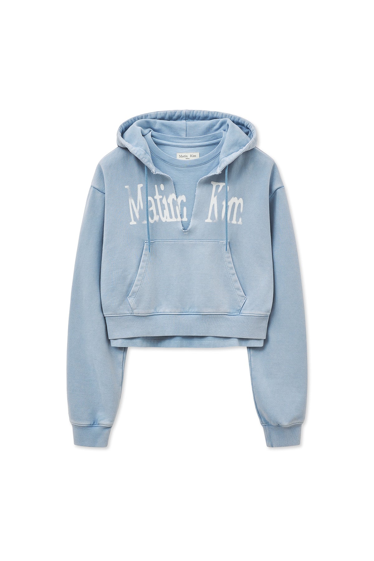 Matin Kim - Washed Layered Crop Hoody (Sky) product image 10 | TRAB K-Fashion Australia