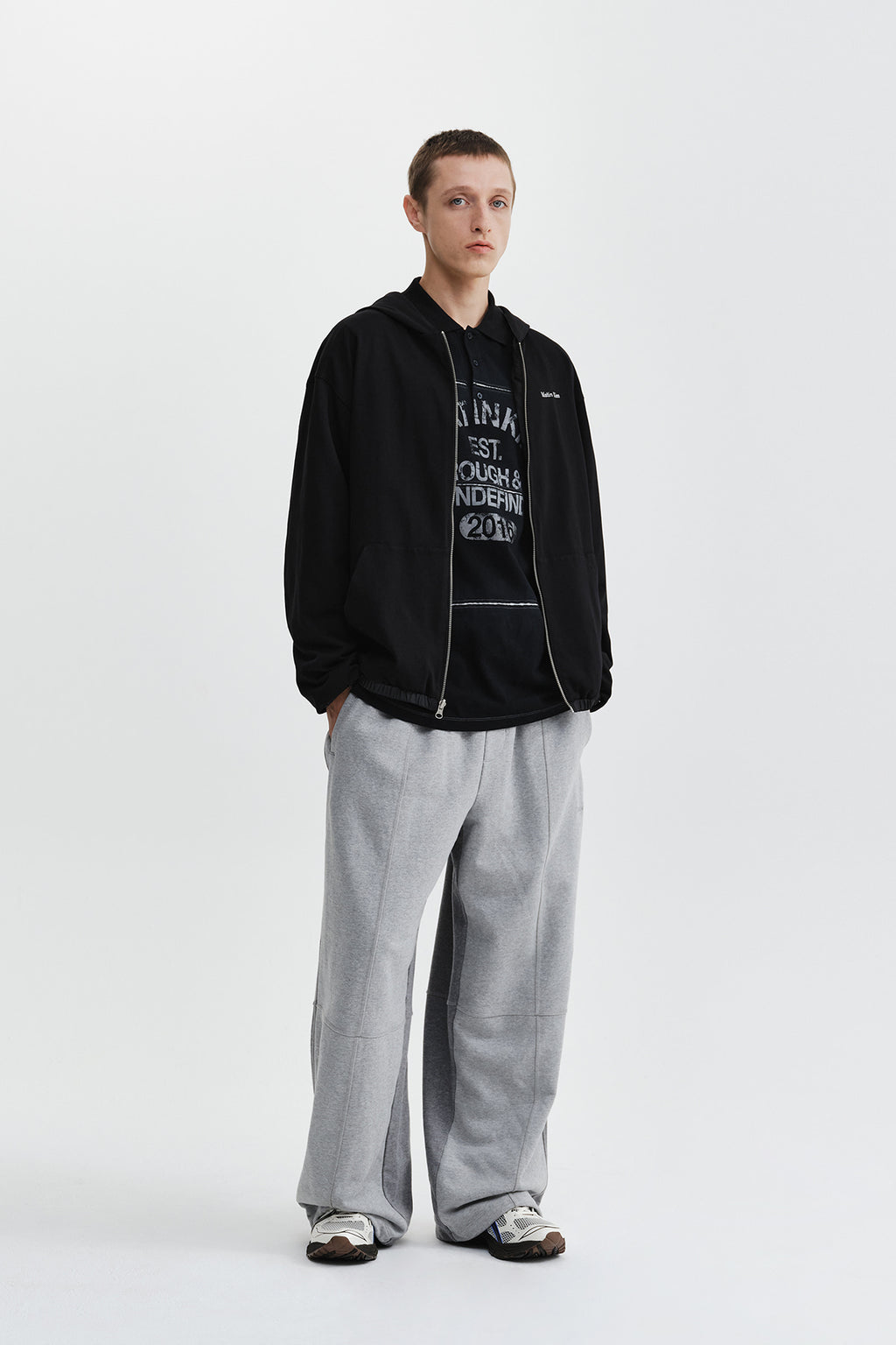 Matin Kim - Double Face Hoody Zip Up (Black) product image 14 | TRAB K-Fashion Australia