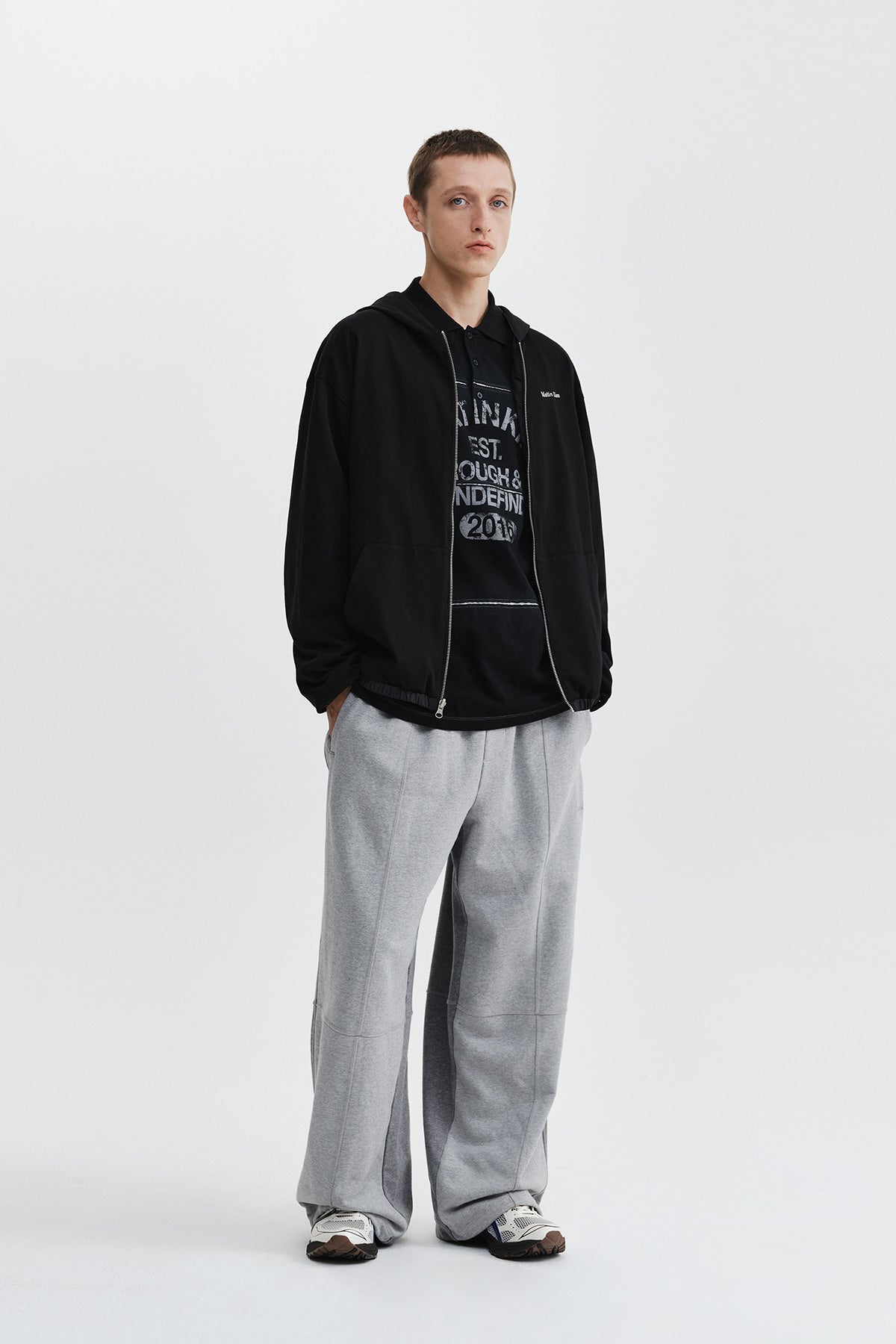 Matin Kim - Double Face Hoody Zip Up (Black) product image 14 | TRAB K-Fashion Australia