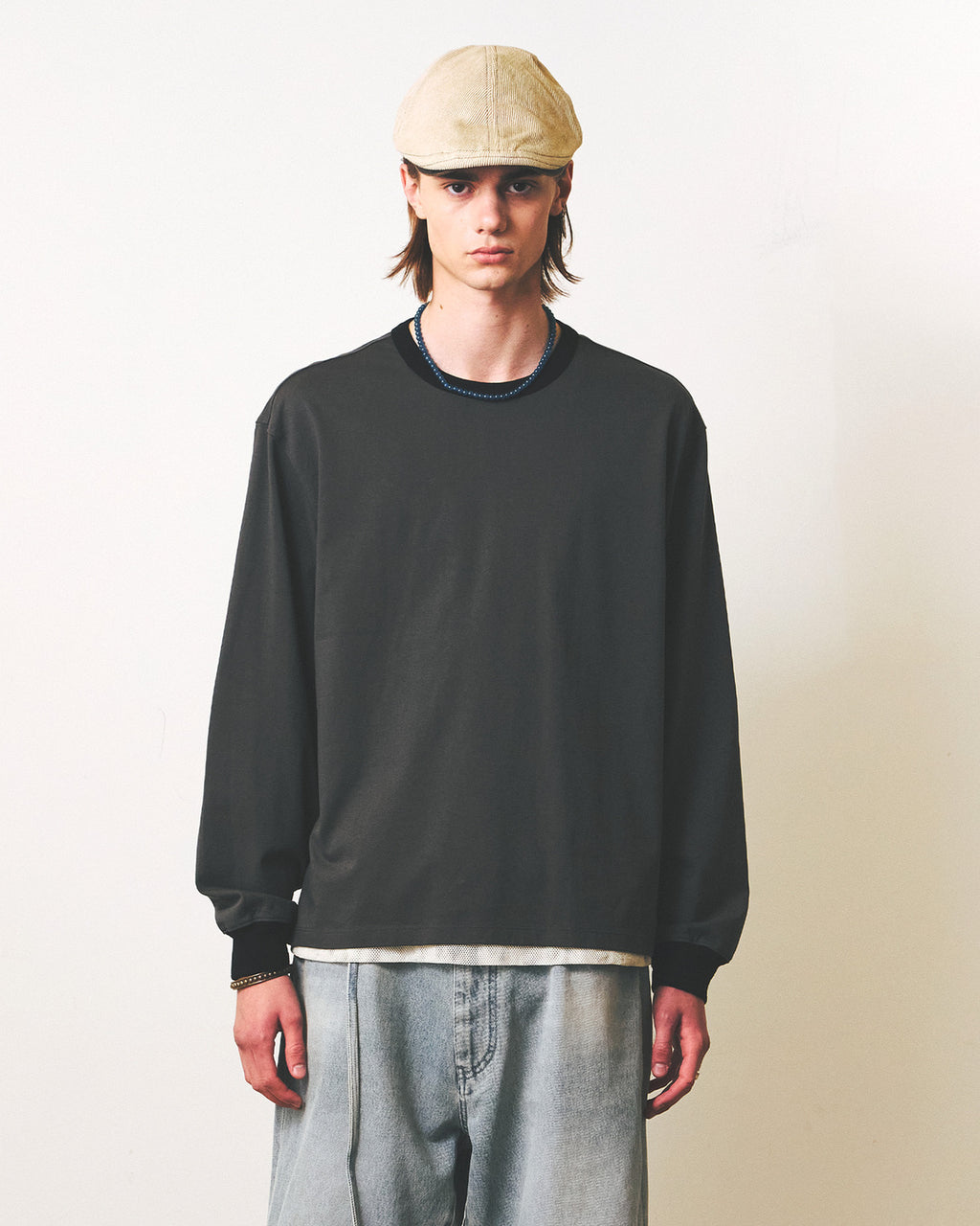 Eastlogue - 11 Ringer L.s T-shirts (Charcoal & Black) product image 2 | TRAB K-Fashion Australia