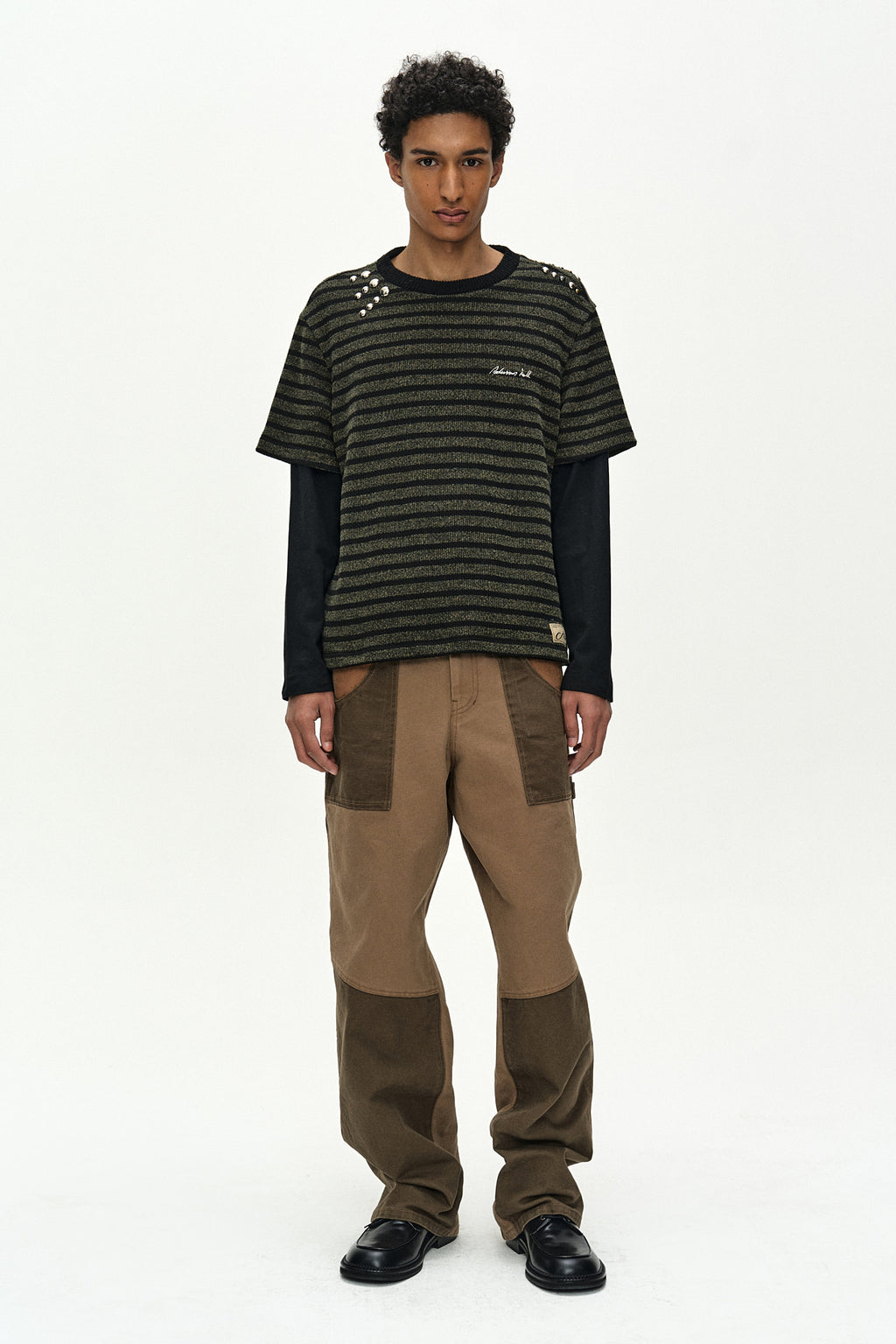 Andersson Bell - Unisex Studded Stripe Layered Sweater (black) (Black) product image 2 | TRAB K-Fashion Australia