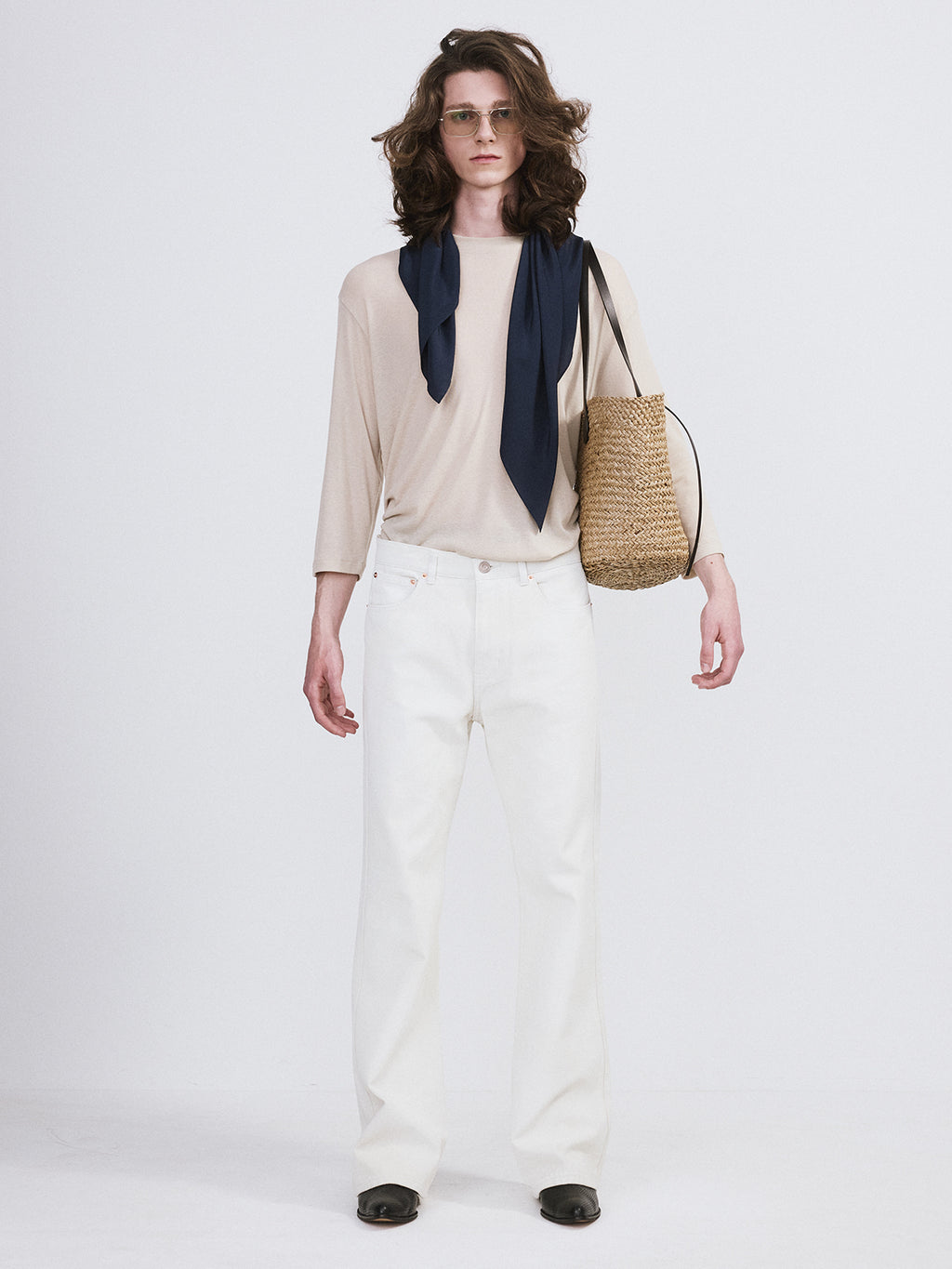 Recto - Vintage Painted Flared Pants (Ecru) product image 2 | TRAB K-Fashion Australia