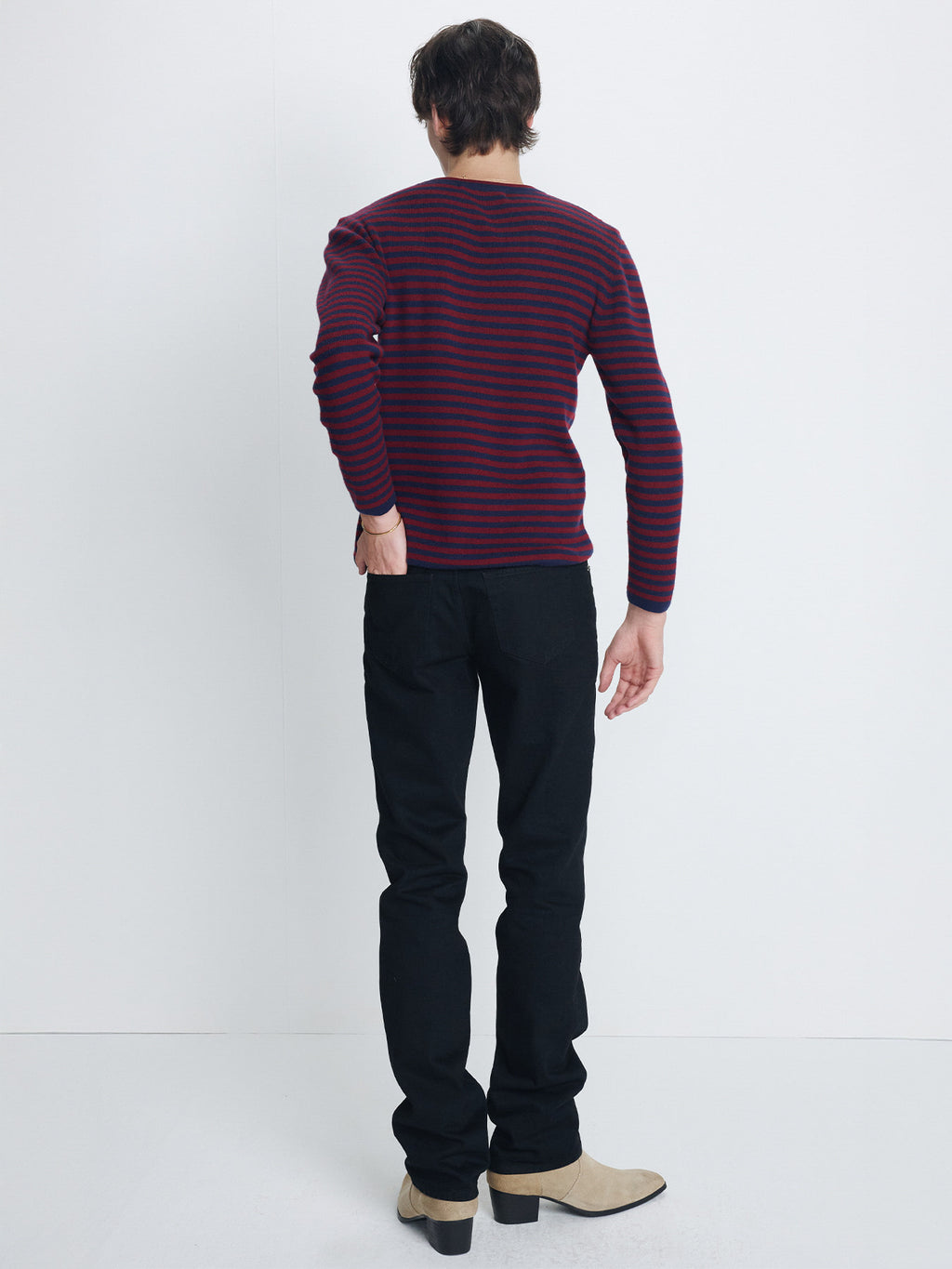 Tonywack - Merino Wool Essential Stripe Knit (Navy/Maroon) product image 4 | TRAB K-Fashion Australia