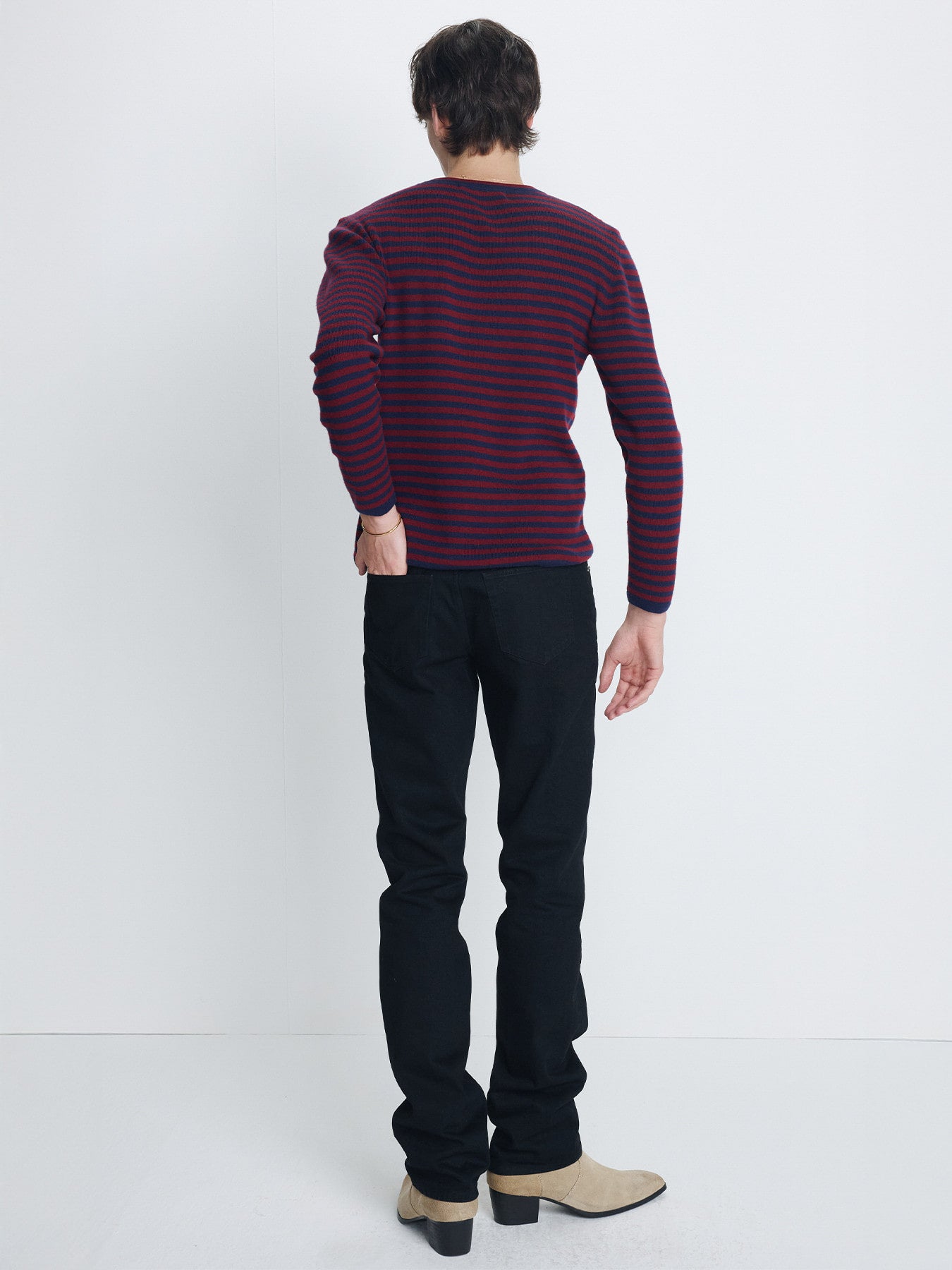 Tonywack - Merino Wool Essential Stripe Knit (Navy/Maroon) product image 4 | TRAB K-Fashion Australia