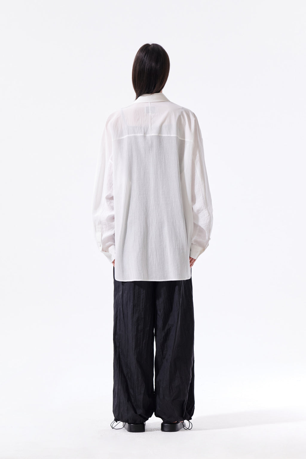 Matin Kim - Mixed Panel Over Fit Shirt (White) product image 8 | TRAB K-Fashion Australia