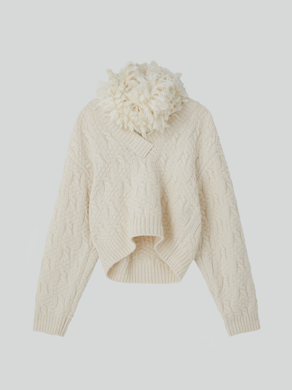 Recto - Fringe Muffler Knit Top (Cream) product image 6 | TRAB K-Fashion Australia