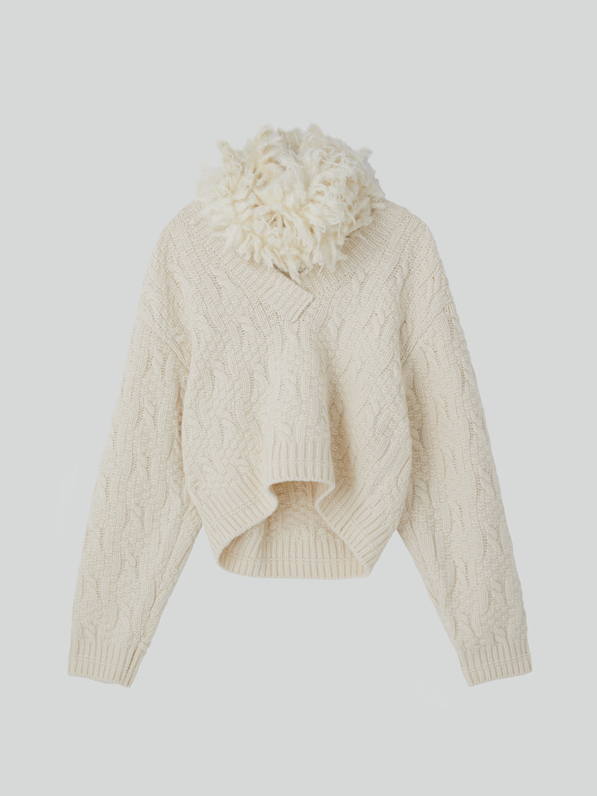 Recto - Fringe Muffler Knit Top (Cream) product image 6 | TRAB K-Fashion Australia