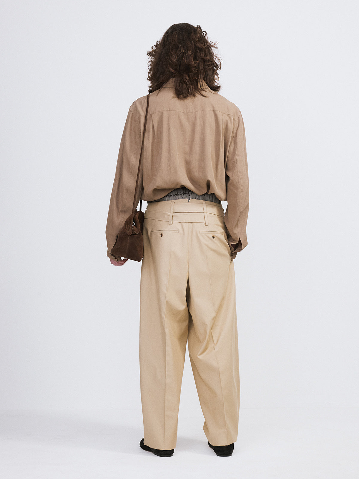 Recto - High Waist Belted Pants (Khaki Beige) product image 3 | TRAB K-Fashion Australia
