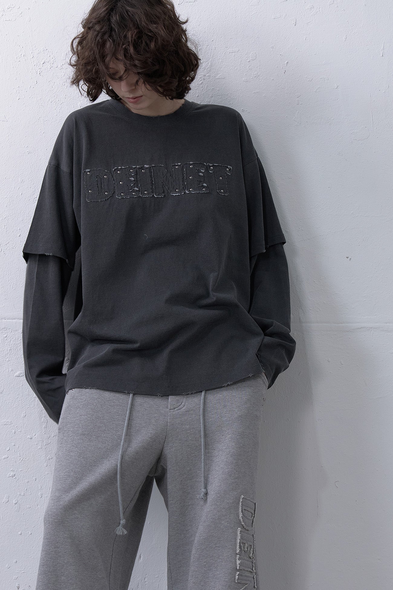 Deinet - Applique Layered T-Shirt (Dark Grey) product image 6 | TRAB K-Fashion Australia