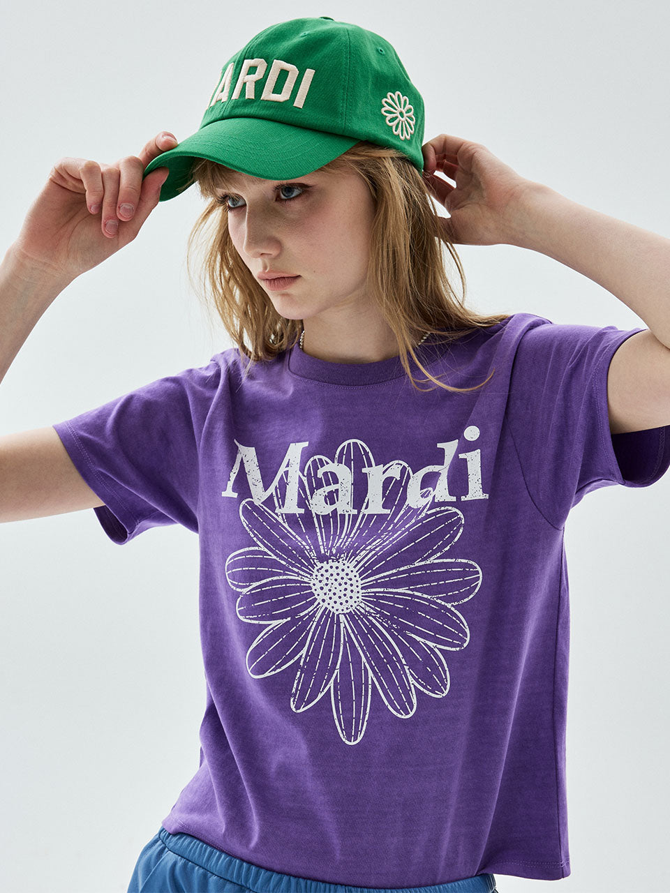 Mardi Mercredi - Slim Tshirt Flowermardi Cracked Pigment Washing (Purple White) product image 1 | TRAB K-Fashion Australia