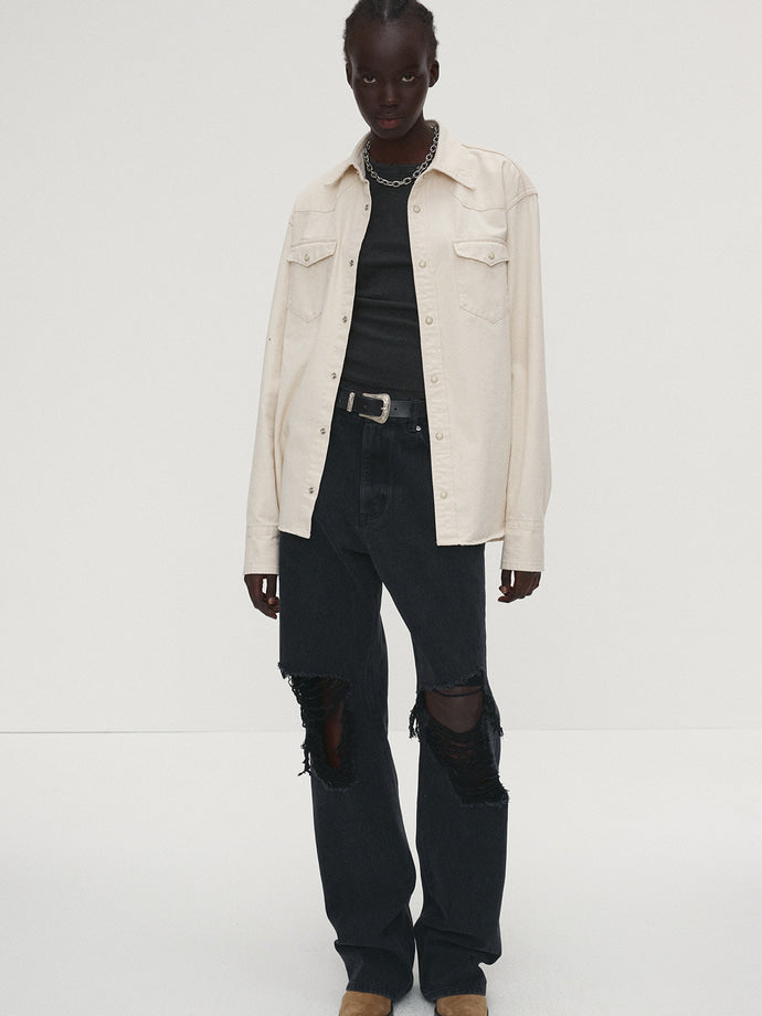 Tonywack - Washed Denim Distressed Western Shirt (Ecru) product image 1 | TRAB K-Fashion Australia