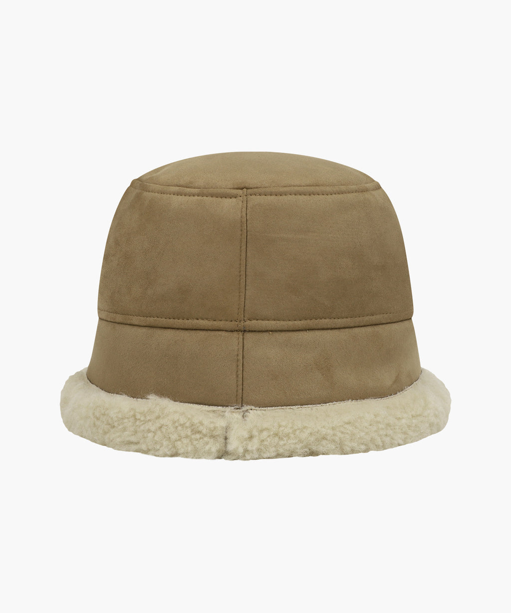 Marithe & Francois Girbaud - Small Classic Logo Suede Bucket Hat (Dark Beige) product image 4 | TRAB K-Fashion Australia