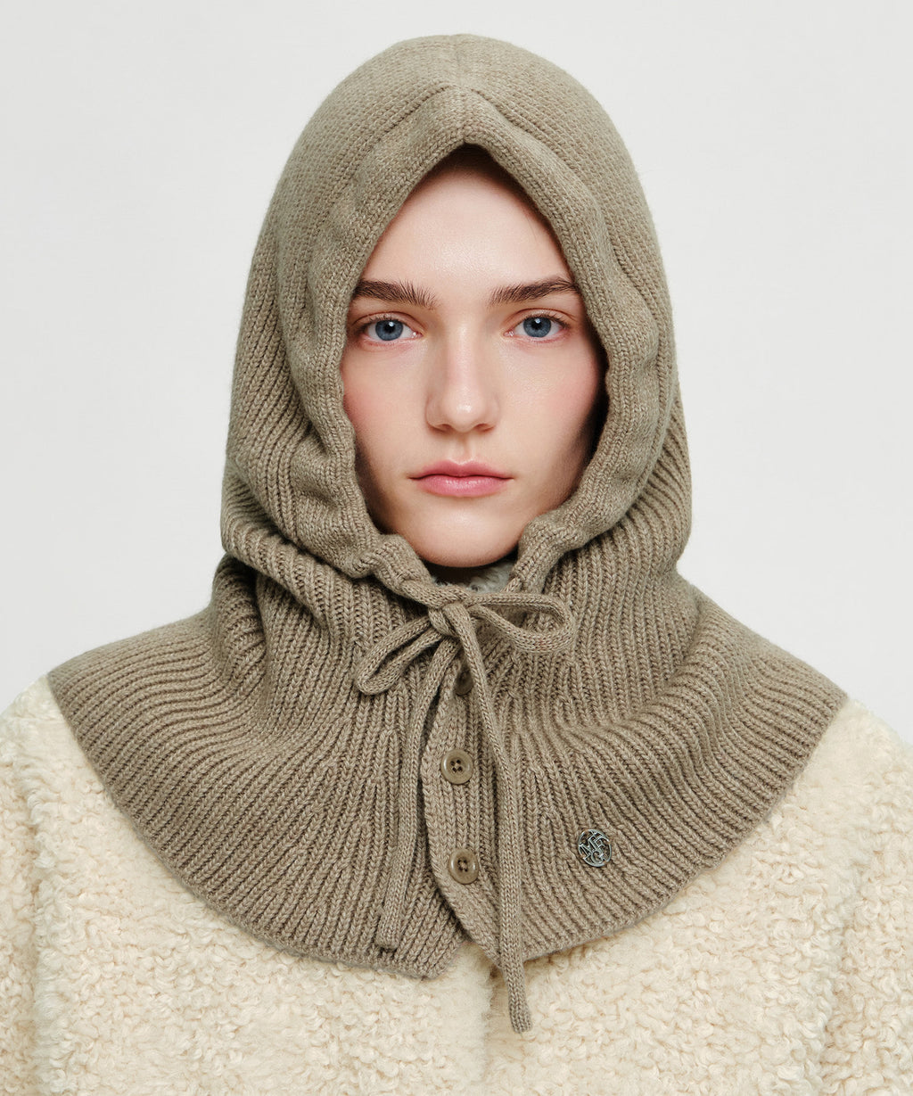 Marithe & Francois Girbaud - Circle Logo Cape Balaclava (Oatmeal) product image 5 | TRAB K-Fashion Australia