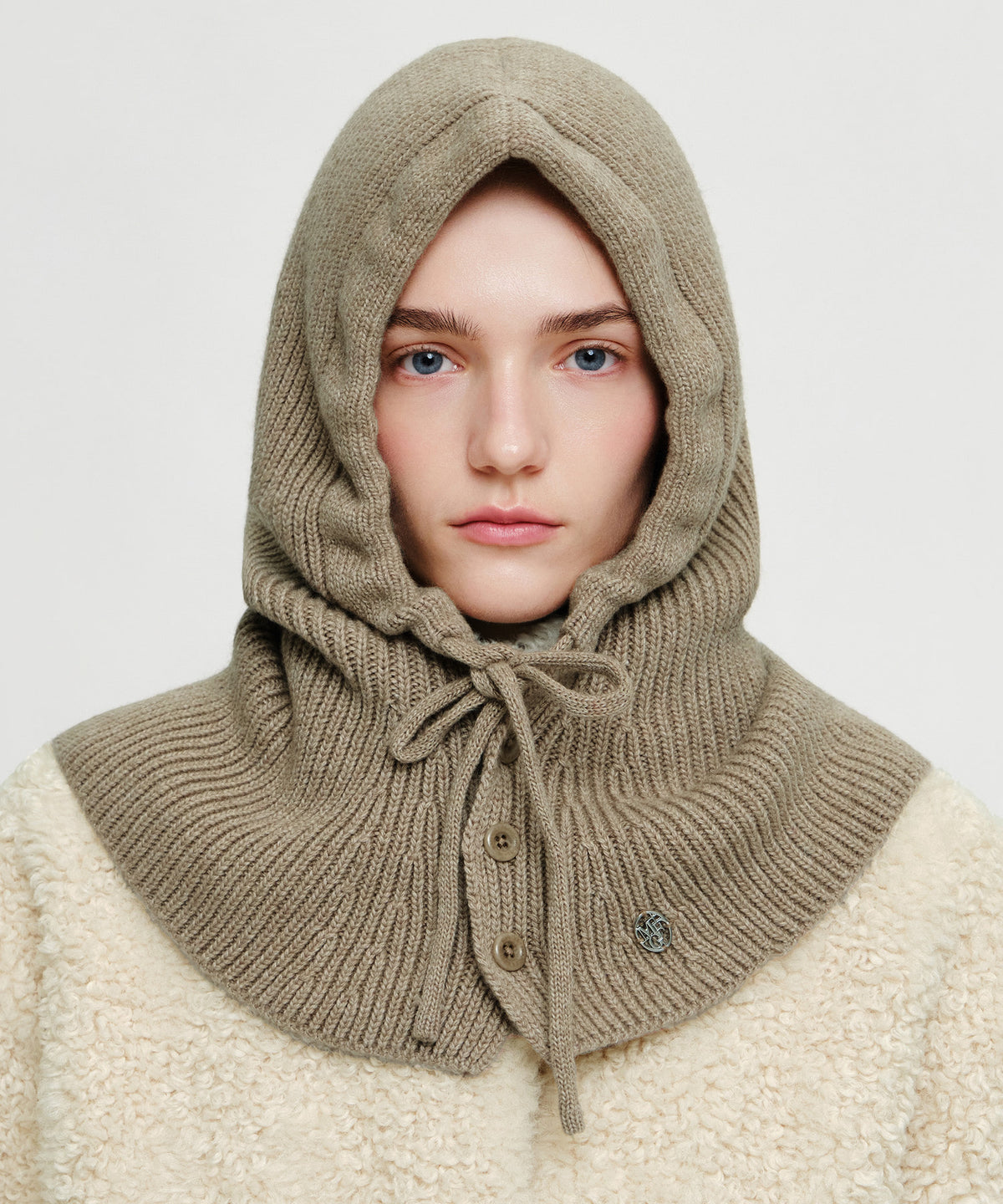 Marithe & Francois Girbaud - Circle Logo Cape Balaclava (Oatmeal) product image 5 | TRAB K-Fashion Australia