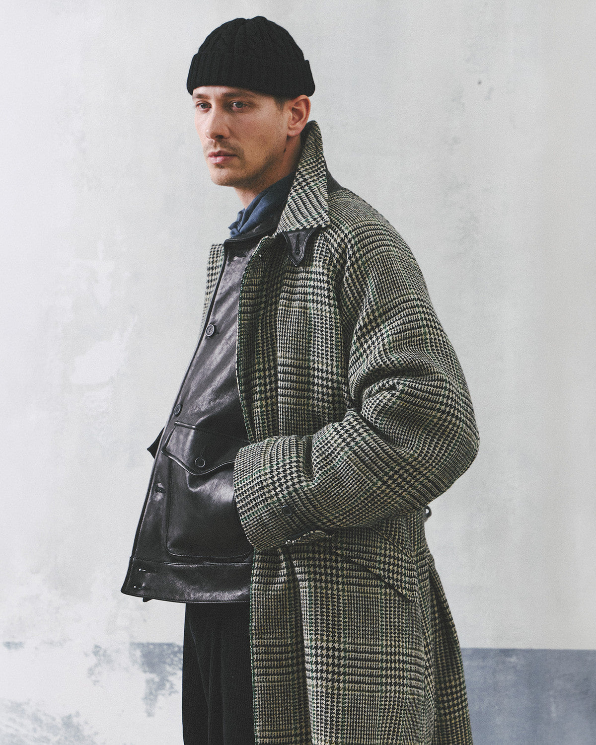 Eastlogue - Highland Balmacaan Coat (Black & Beige Wool Check) product image 5 | TRAB K-Fashion Australia