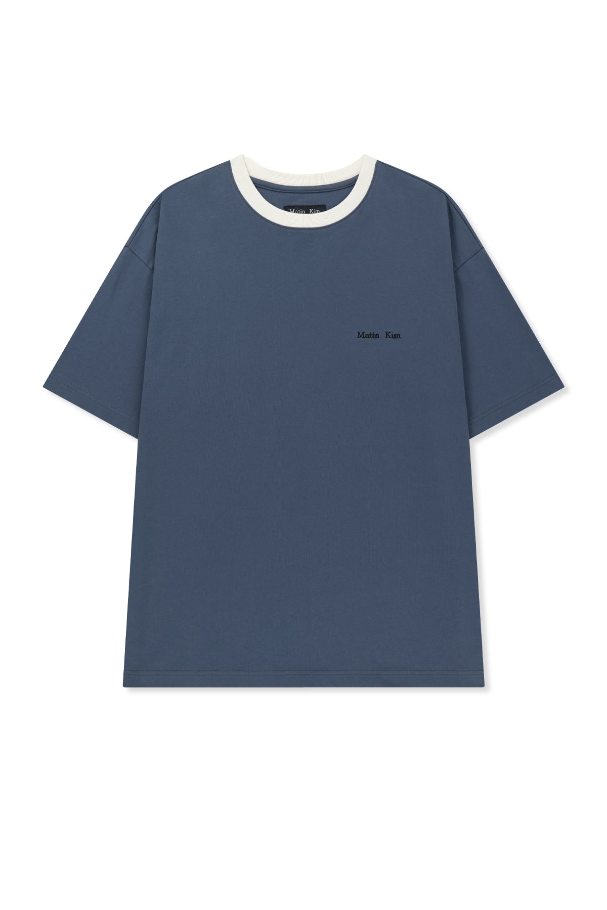 Matin Kim - Tonal Rib Back Logo Top (Smoke Blue) product image 1 | TRAB K-Fashion Australia