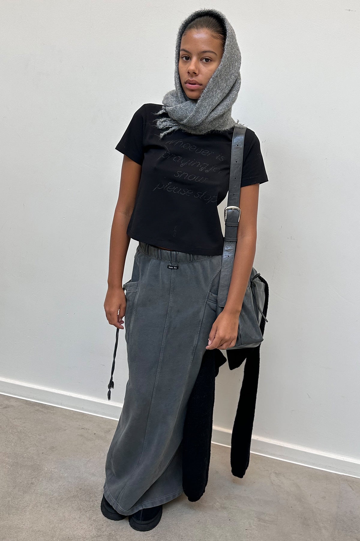 Matin Kim - Glitter Print Lettering Top (Black) product image 5 | TRAB K-Fashion Australia