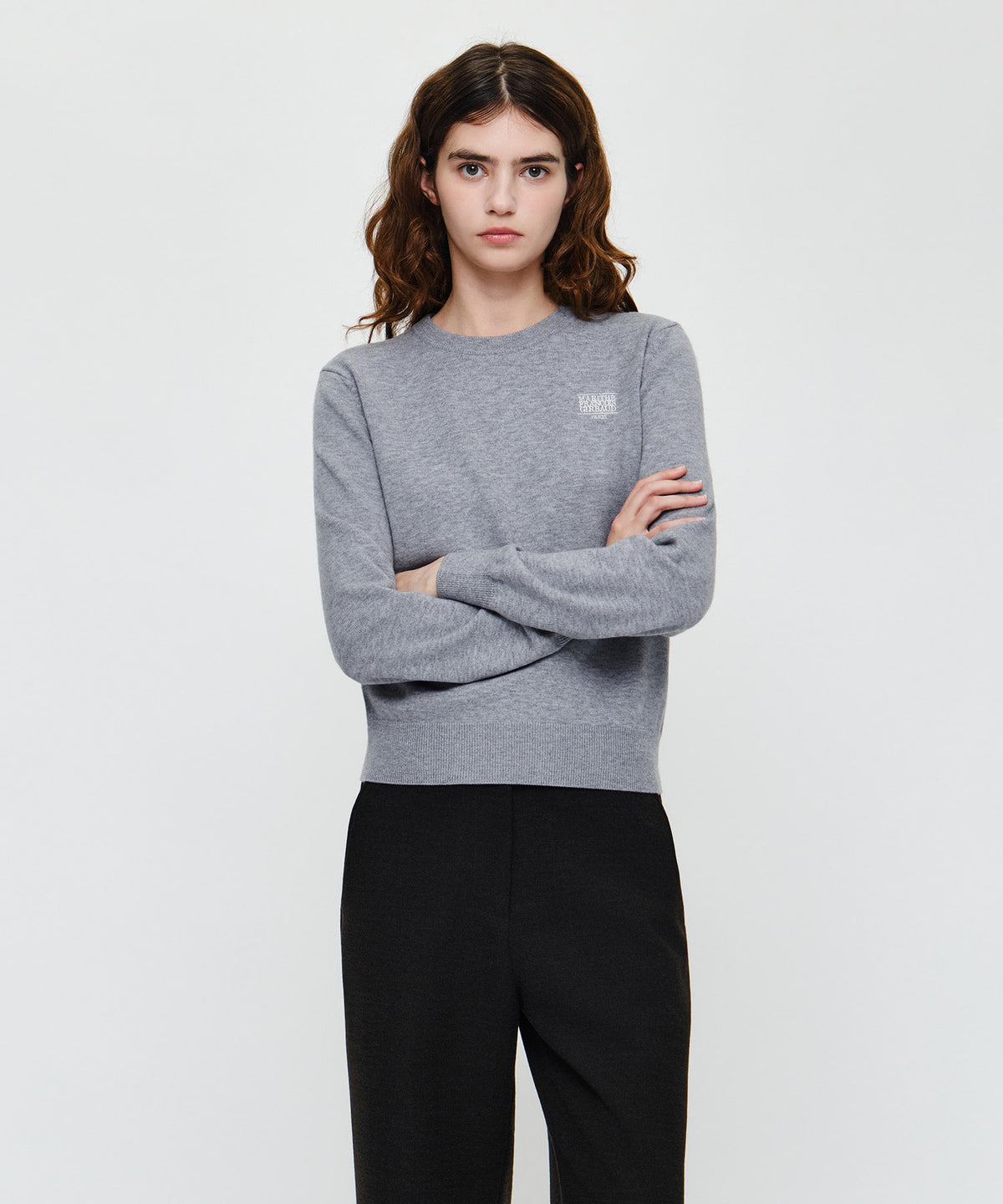 Marithe & Francois Girbaud - Small Classic Logo Knit Pullover (Melange Gray) product image 1 | TRAB K-Fashion Australia