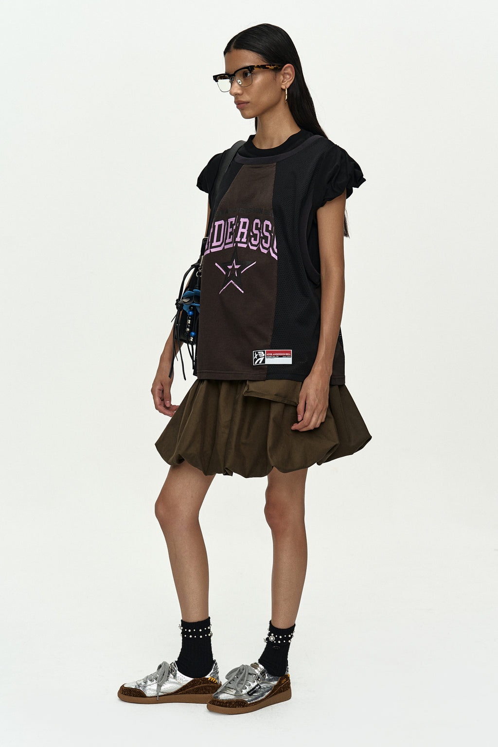 Andersson Bell - Basketball Jersey Layered Roll Up T-Shirt (Black/Brown) product image 2 | TRAB K-Fashion Australia