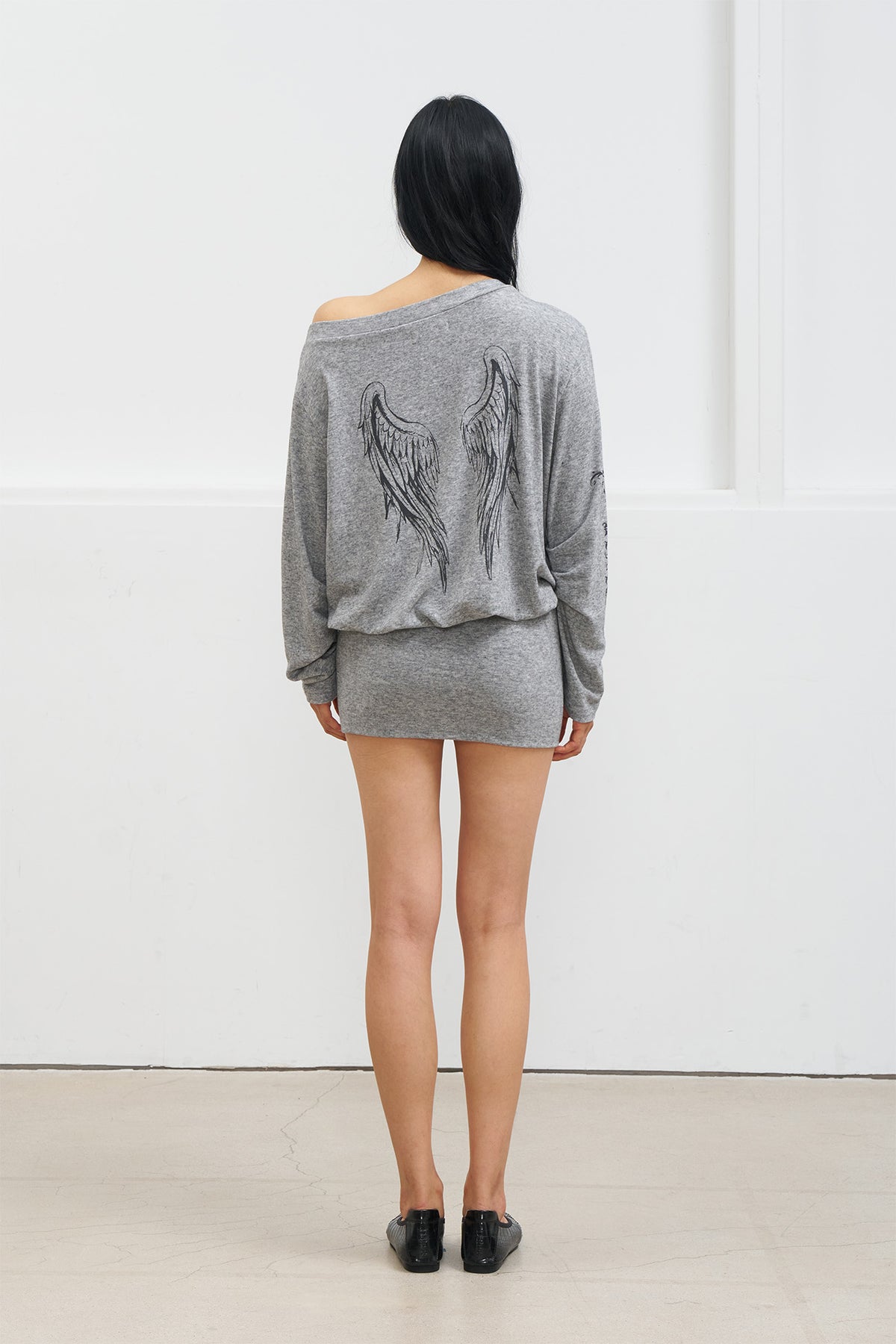 Deinet - Angel Off-Shoulder Dress (Melange Grey) product image 3 | TRAB K-Fashion Australia
