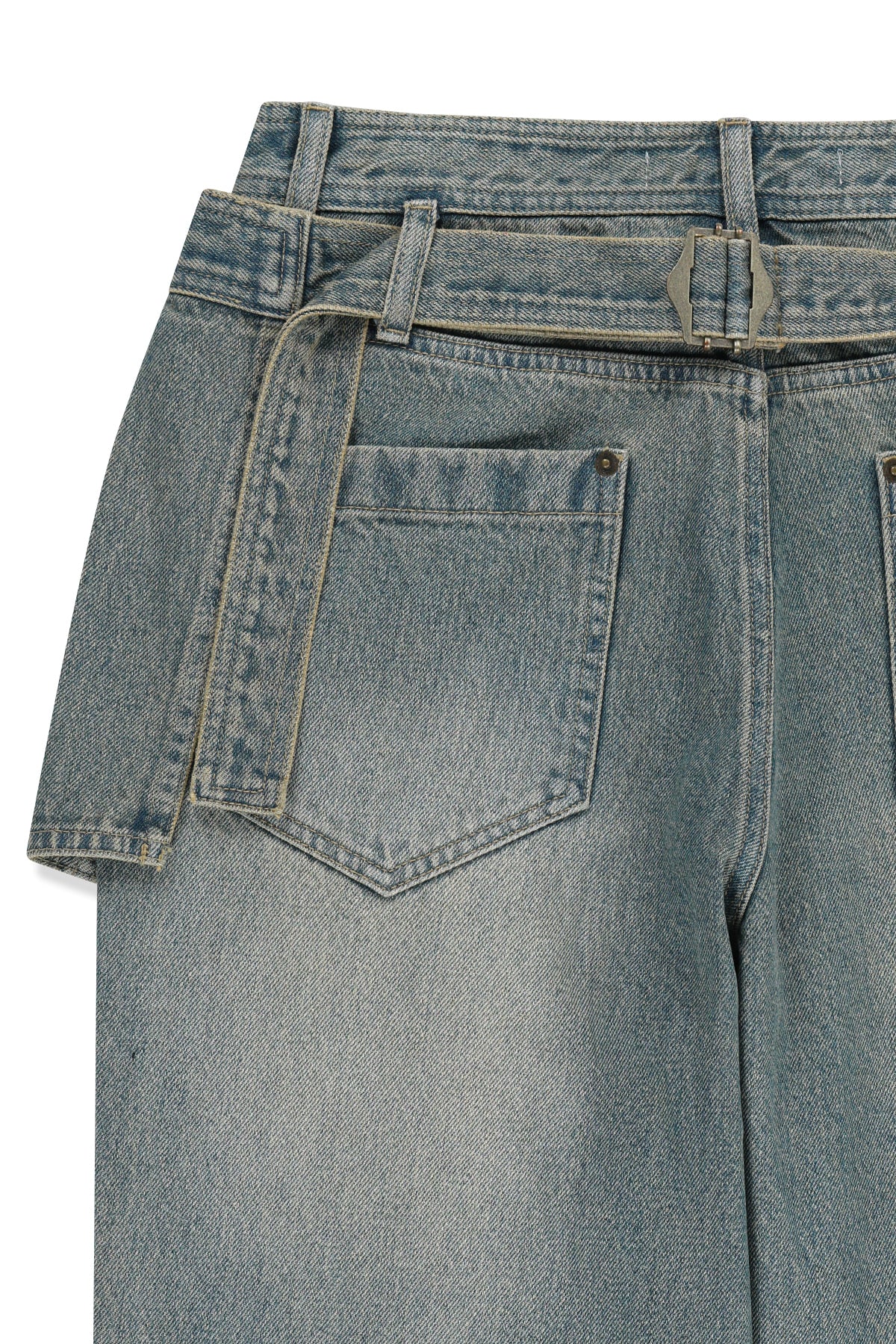 Matin Kim - Apron Layered Denim Pants (Blue) product image 6 | TRAB K-Fashion Australia