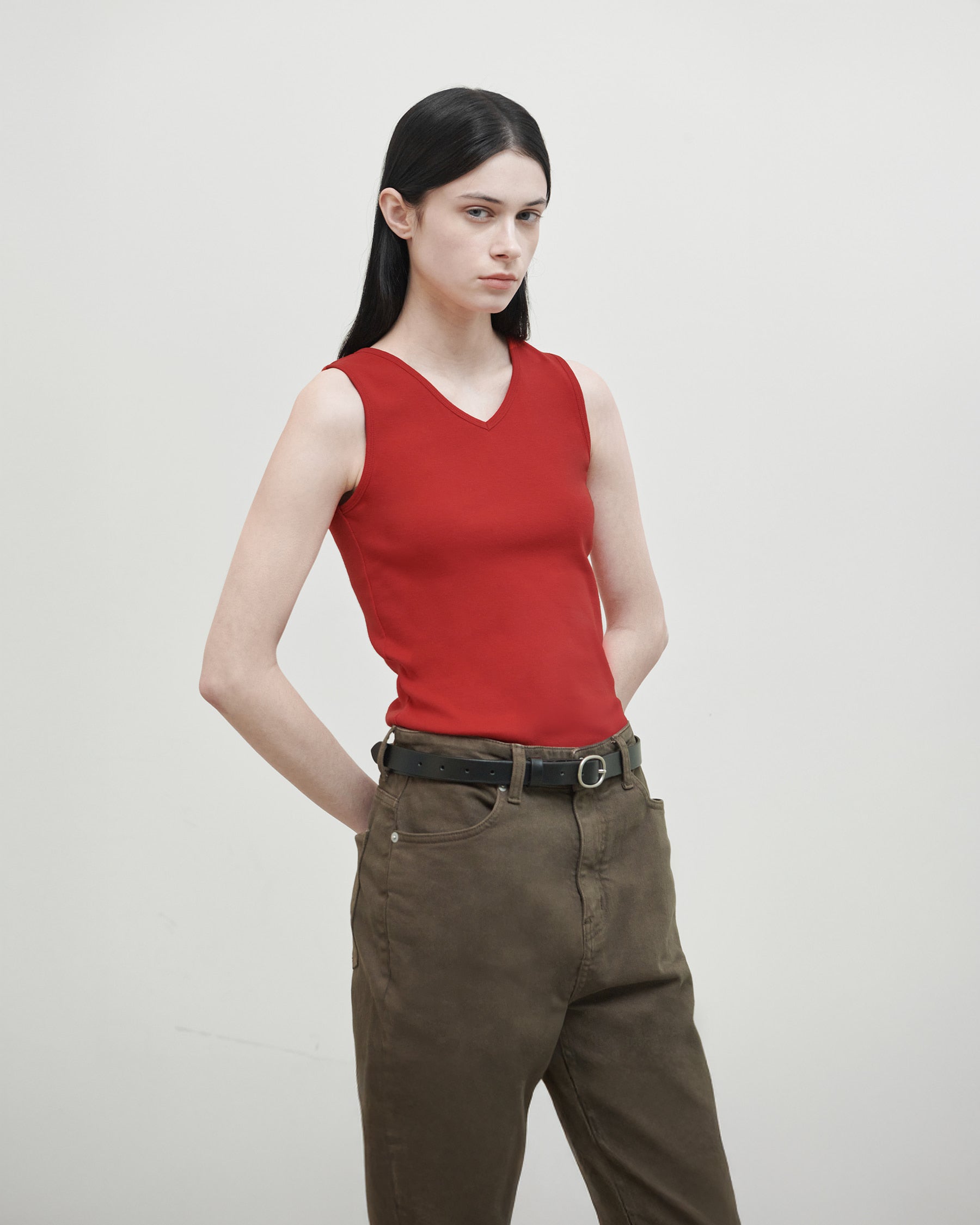 Brownyard - V Neck Top Sleeveless (Red) product image 2 | TRAB K-Fashion Australia