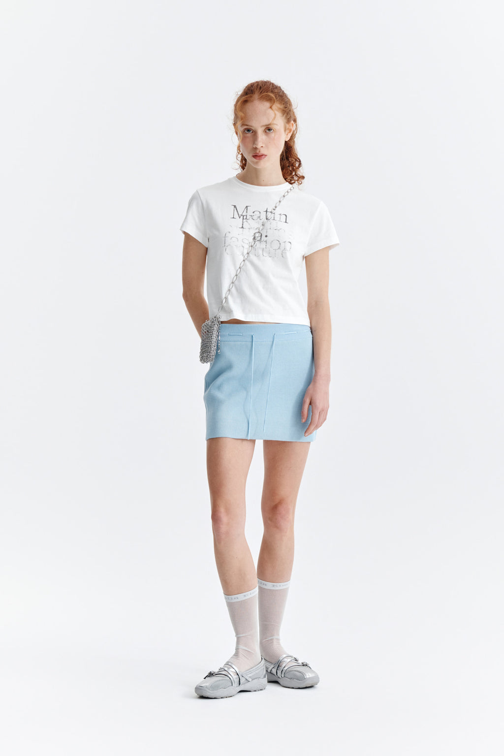 Matin Kim - Dusty Typo Graphic Crop Top (White) product image 7 | TRAB K-Fashion Australia