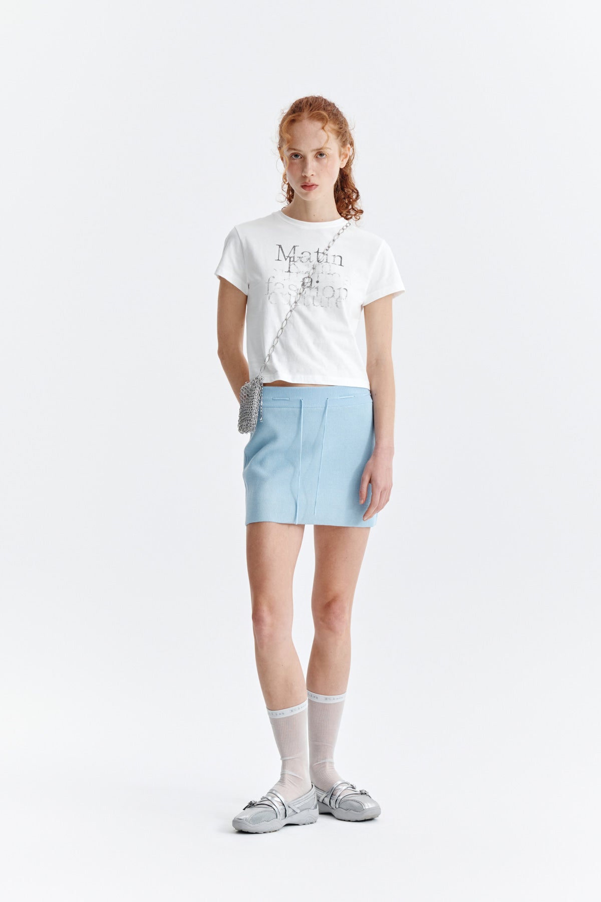 Matin Kim - Dusty Typo Graphic Crop Top (White) product image 7 | TRAB K-Fashion Australia