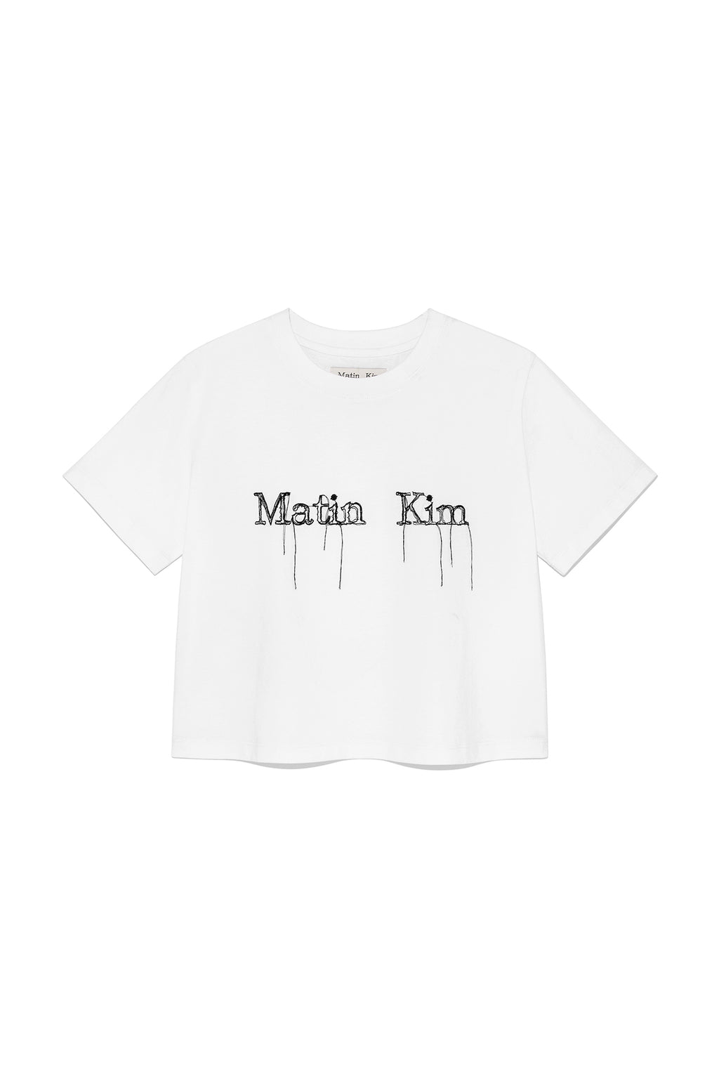 Matin Kim - Logo Thread Point Crop Top (White) product image 1 | TRAB K-Fashion Australia