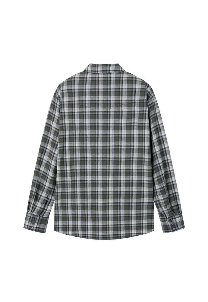 Art if acts - Washed Check Western Shirt (Khaki/Grey) product image 9 | TRAB K-Fashion Australia