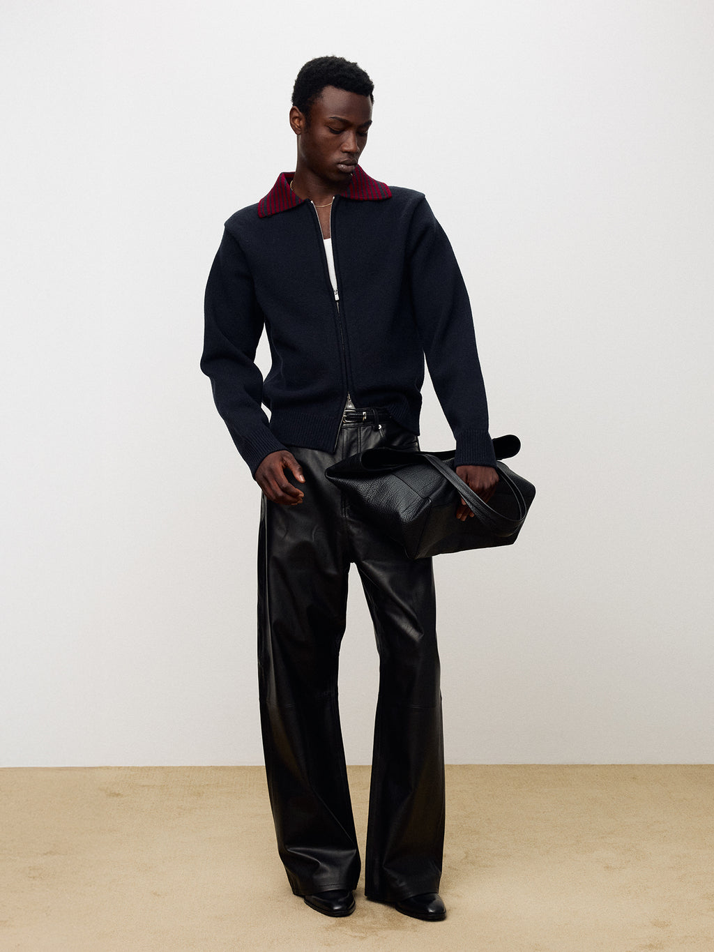 Tonywack - Contrast Collar Full-Zip Blouson (Navy) product image 3 | TRAB K-Fashion Australia