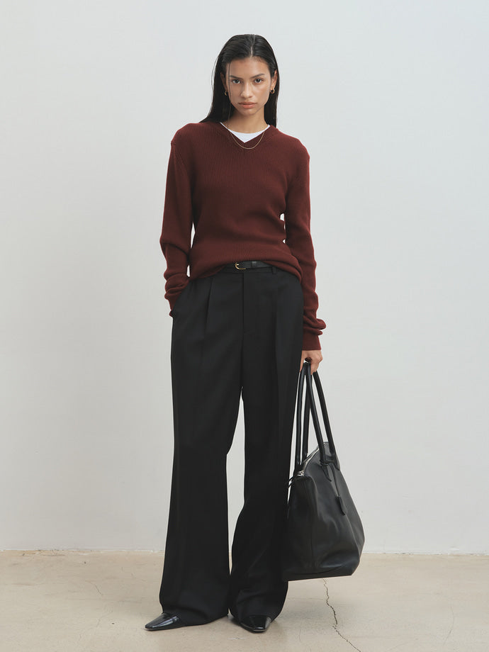 Tonywack - Wool Twill Wide-Leg Pleated Trousers (Black) product image 5 | TRAB K-Fashion Australia