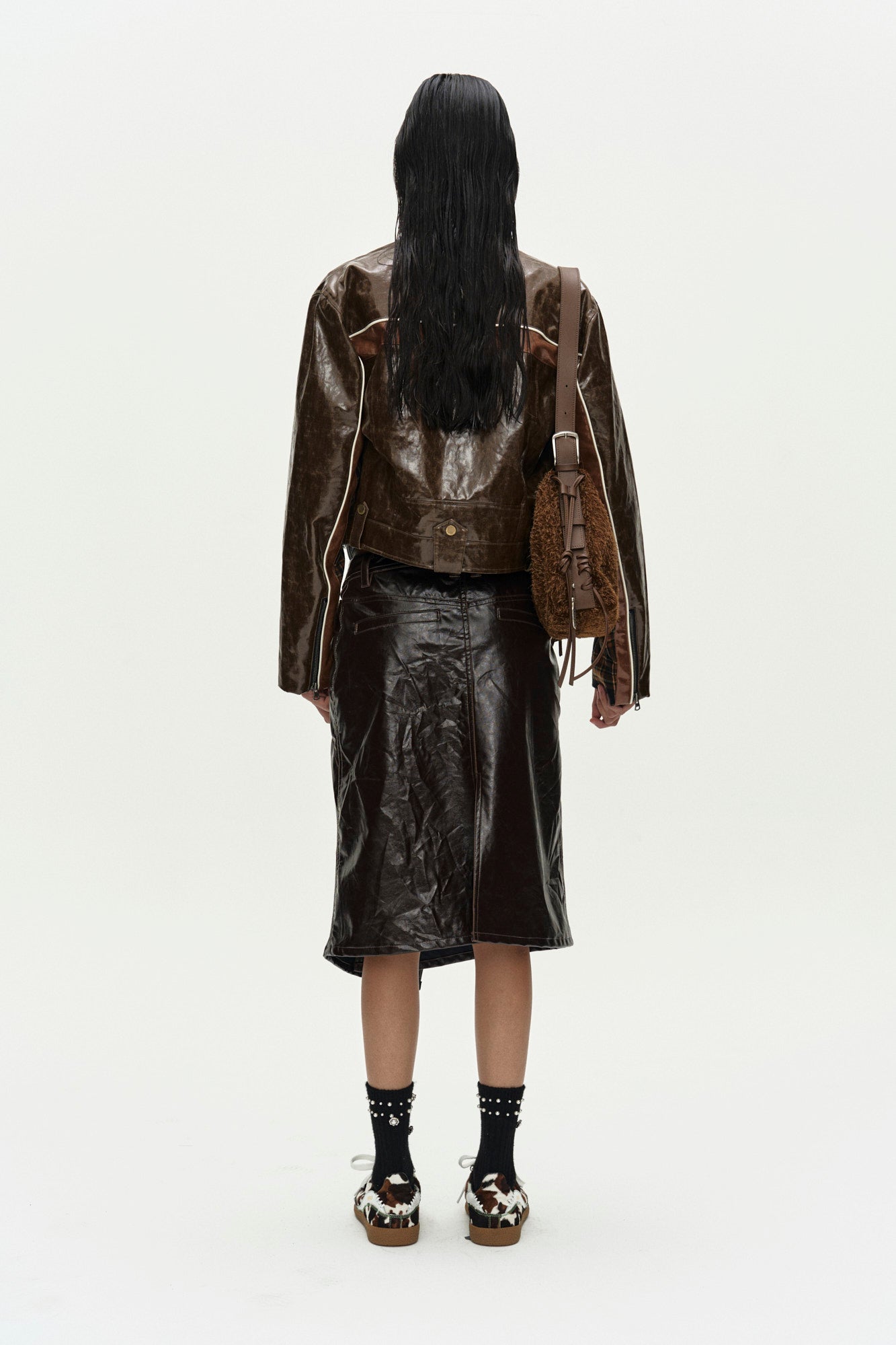 Andersson Bell - 26 Circuit Track Faux-Leather Jacket (Brown) product image 4 | TRAB K-Fashion Australia