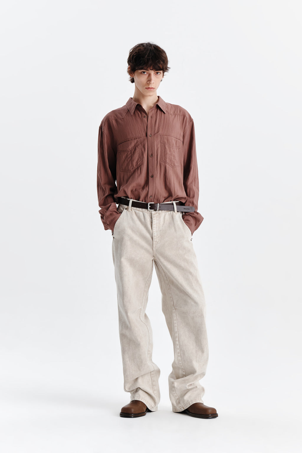 Matin Kim - Side Point Color Denim Pants (Beige) product image 8 | TRAB K-Fashion Australia