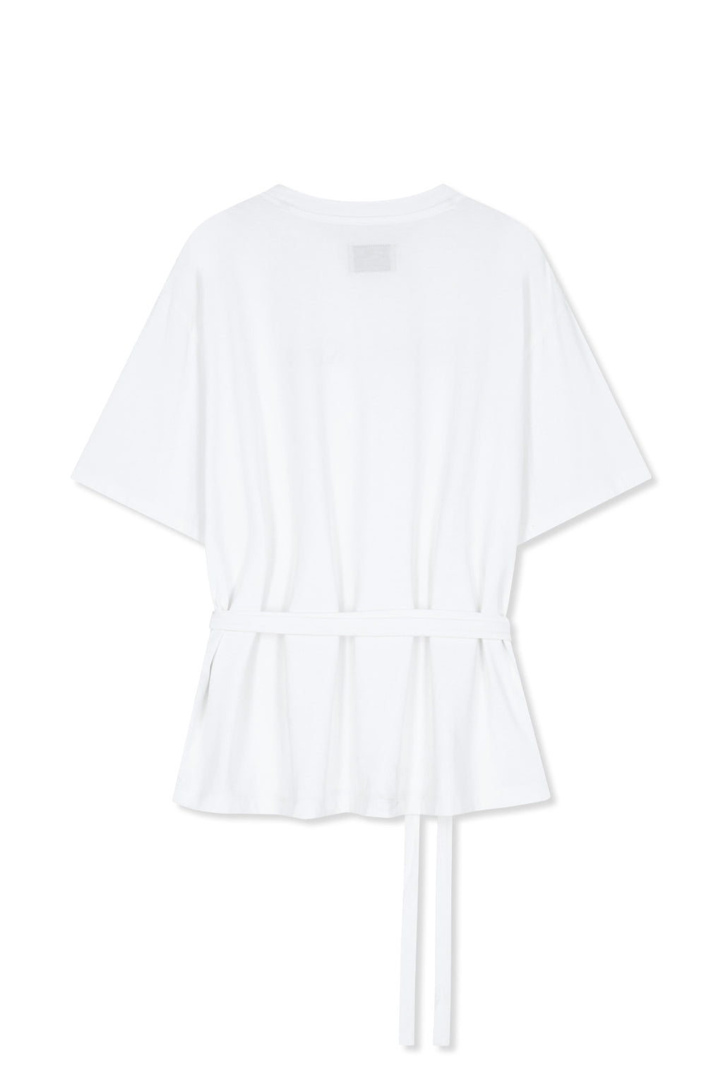 Matin Kim - Tie Detail Draped Logo Top (White) product image 2 | TRAB K-Fashion Australia
