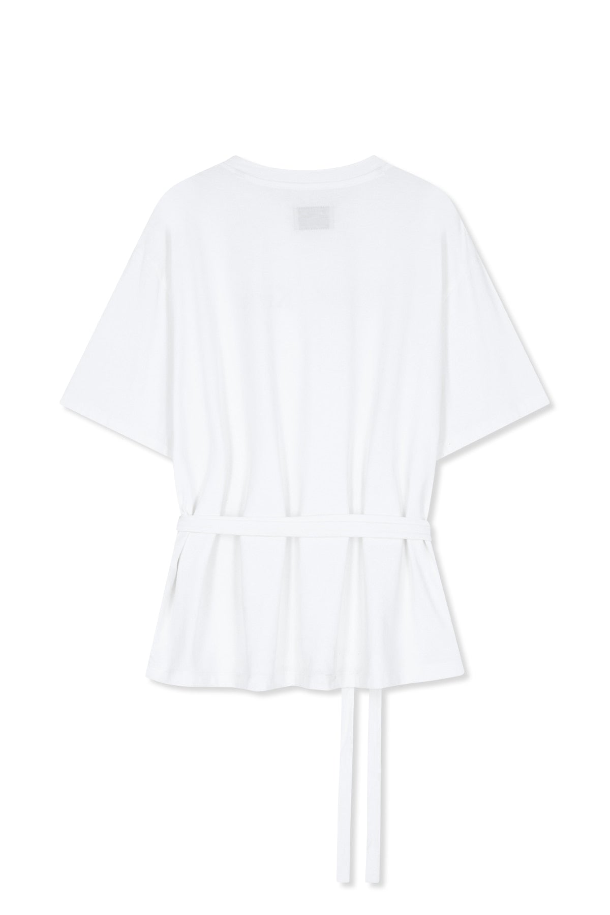 Matin Kim - Tie Detail Draped Logo Top (White) product image 2 | TRAB K-Fashion Australia