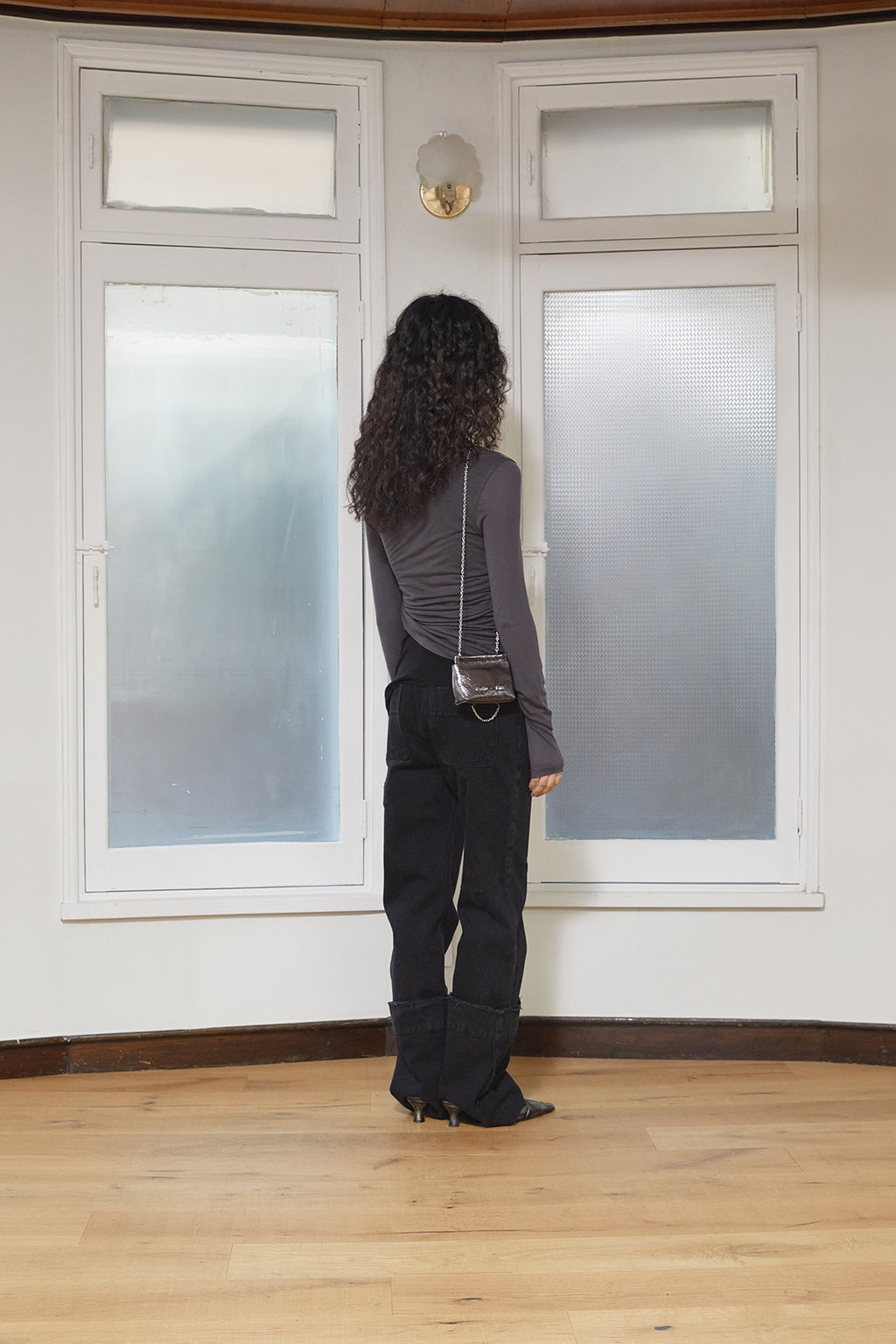 Matin Kim - Turn Up Detail Layered Top (Charcoal) product image 9 | TRAB K-Fashion Australia