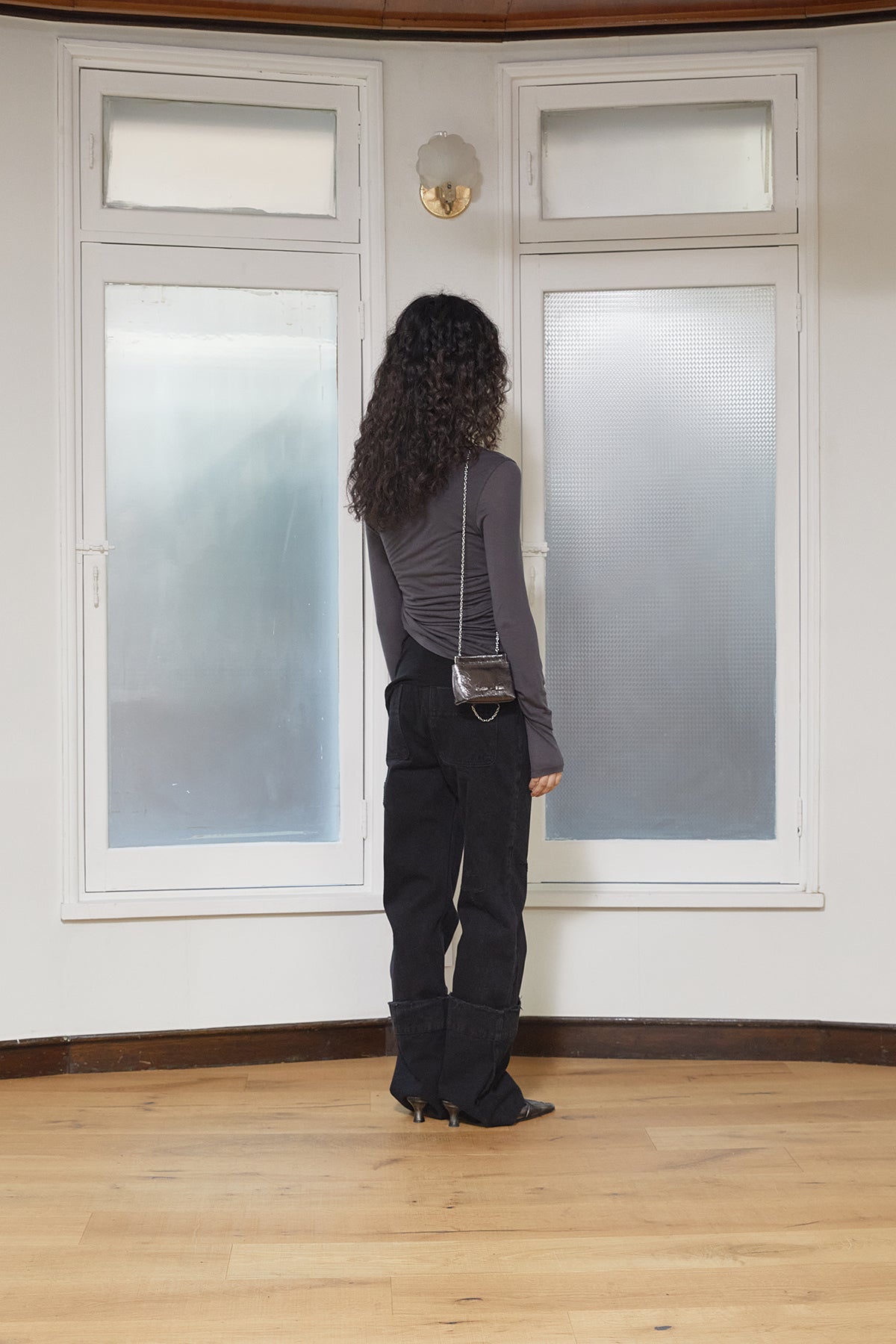 Matin Kim - Turn Up Detail Layered Top (Charcoal) product image 9 | TRAB K-Fashion Australia