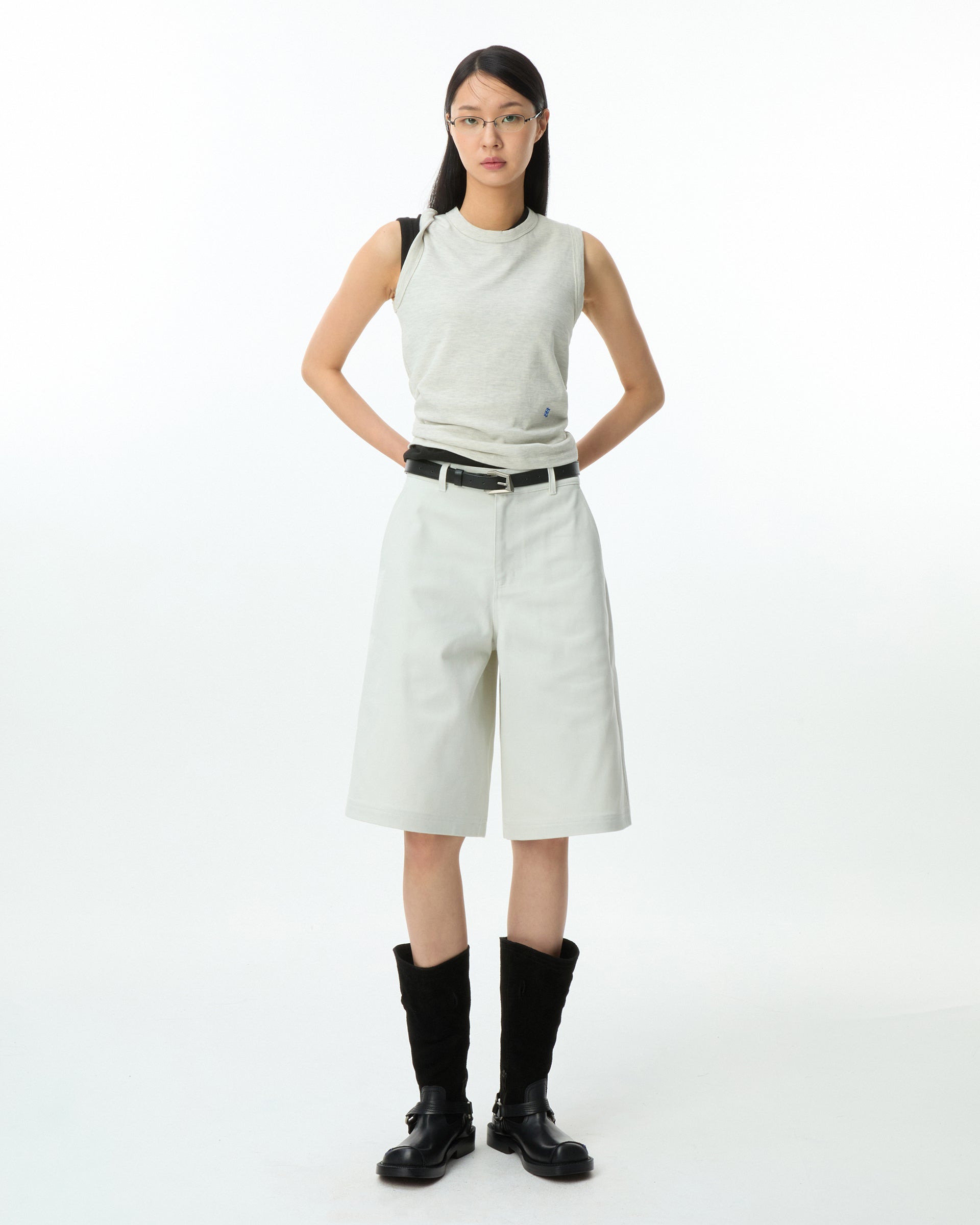 Ader Error - Sig; BL Tag shorts 01 (Ivory) product image 1 | TRAB K-Fashion Australia