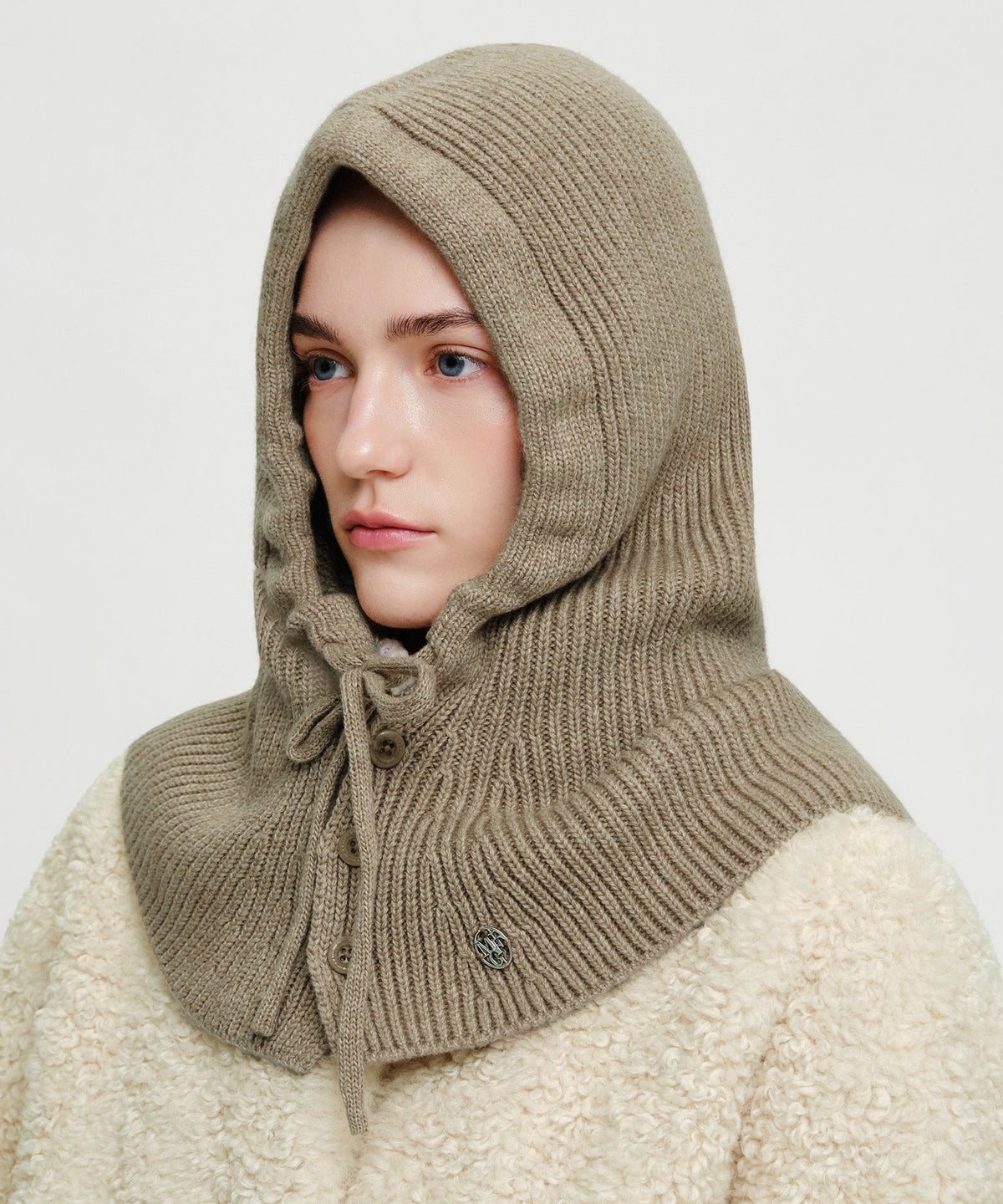 Marithe & Francois Girbaud - Circle Logo Cape Balaclava (Oatmeal) product image 6 | TRAB K-Fashion Australia