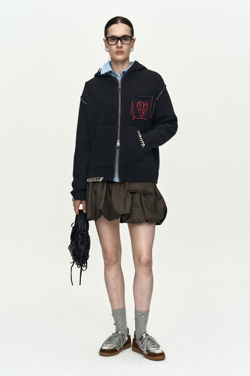 Andersson Bell - Unisex Heart Logo Hood Zip-Up Sweater (Black) product image 13 | TRAB K-Fashion Australia