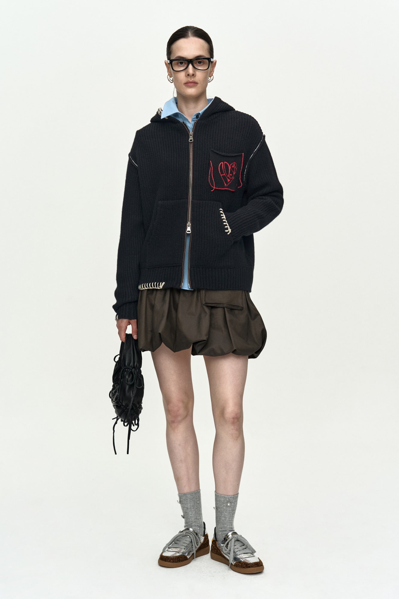 Andersson Bell - Unisex Heart Logo Hood Zip-Up Sweater (Black) product image 13 | TRAB K-Fashion Australia