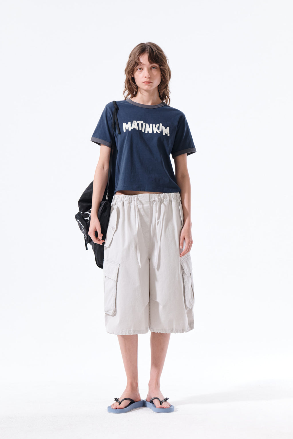 Matin Kim - Matin Logo Ringer Crop Top (Navy) product image 8 | TRAB K-Fashion Australia