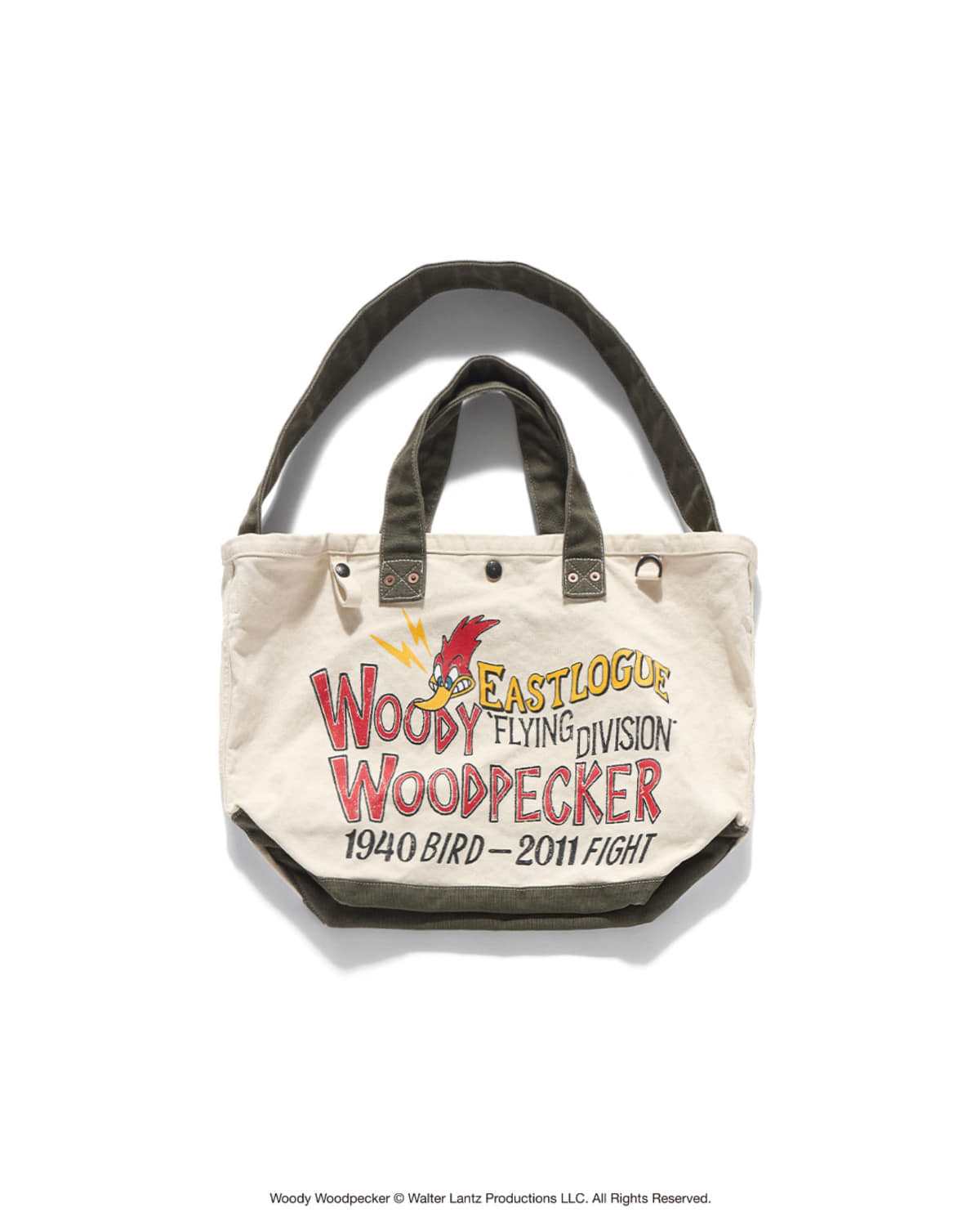 Eastlogue - Woody Woodpecker Tote Bag (Ecru & Olive) product image 1 | TRAB K-Fashion Australia