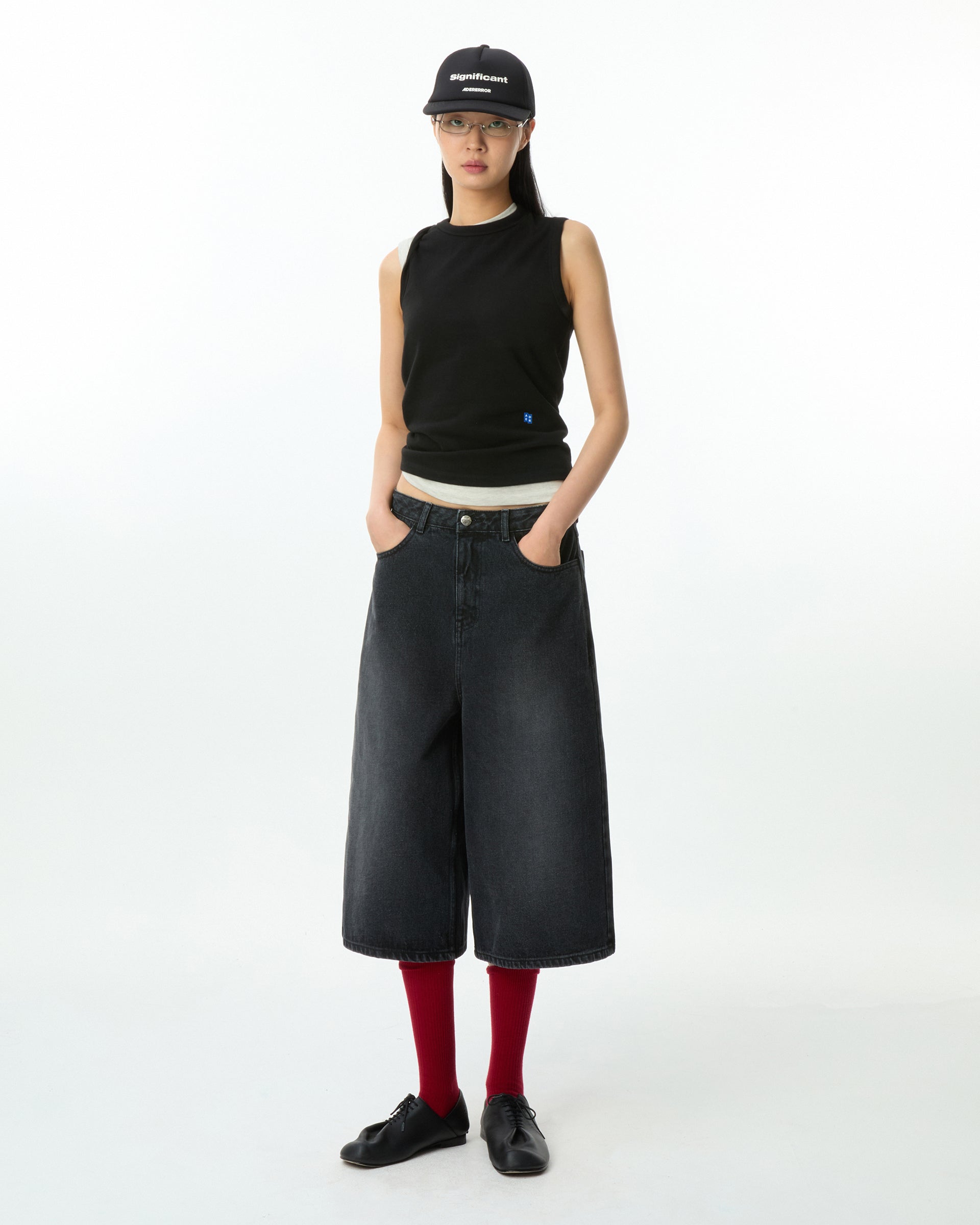 Ader Error - Sig; SV Tag short jeans 01 (Noir) product image 1 | TRAB K-Fashion Australia