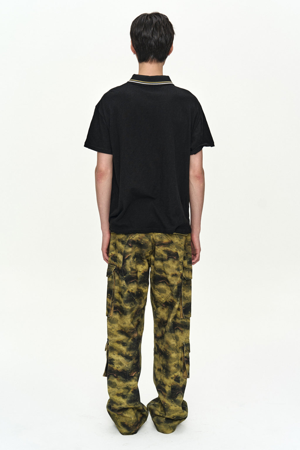 Andersson Bell - Unisex Burnout Camouflage-Printed Cargo Jeans (Green) product image 3 | TRAB K-Fashion Australia