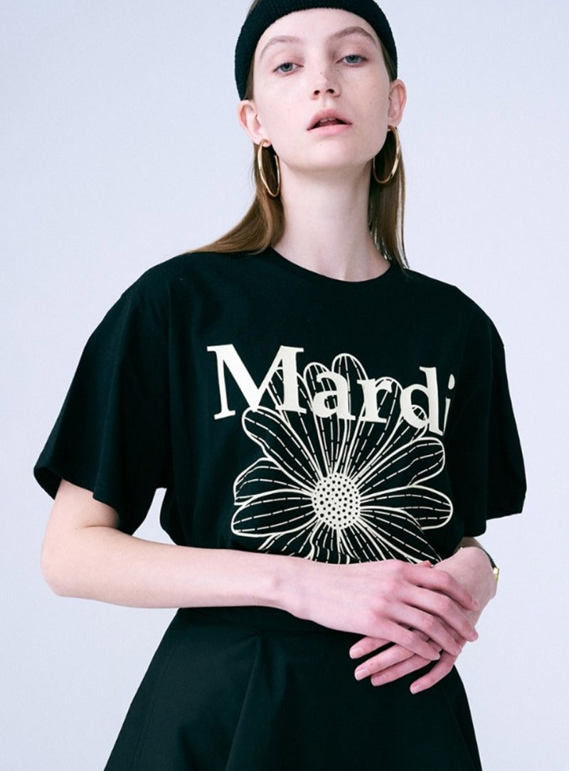 Mardi Mercredi - Tshirt Flowermardi (Black Cream) product image 1 | TRAB K-Fashion Australia