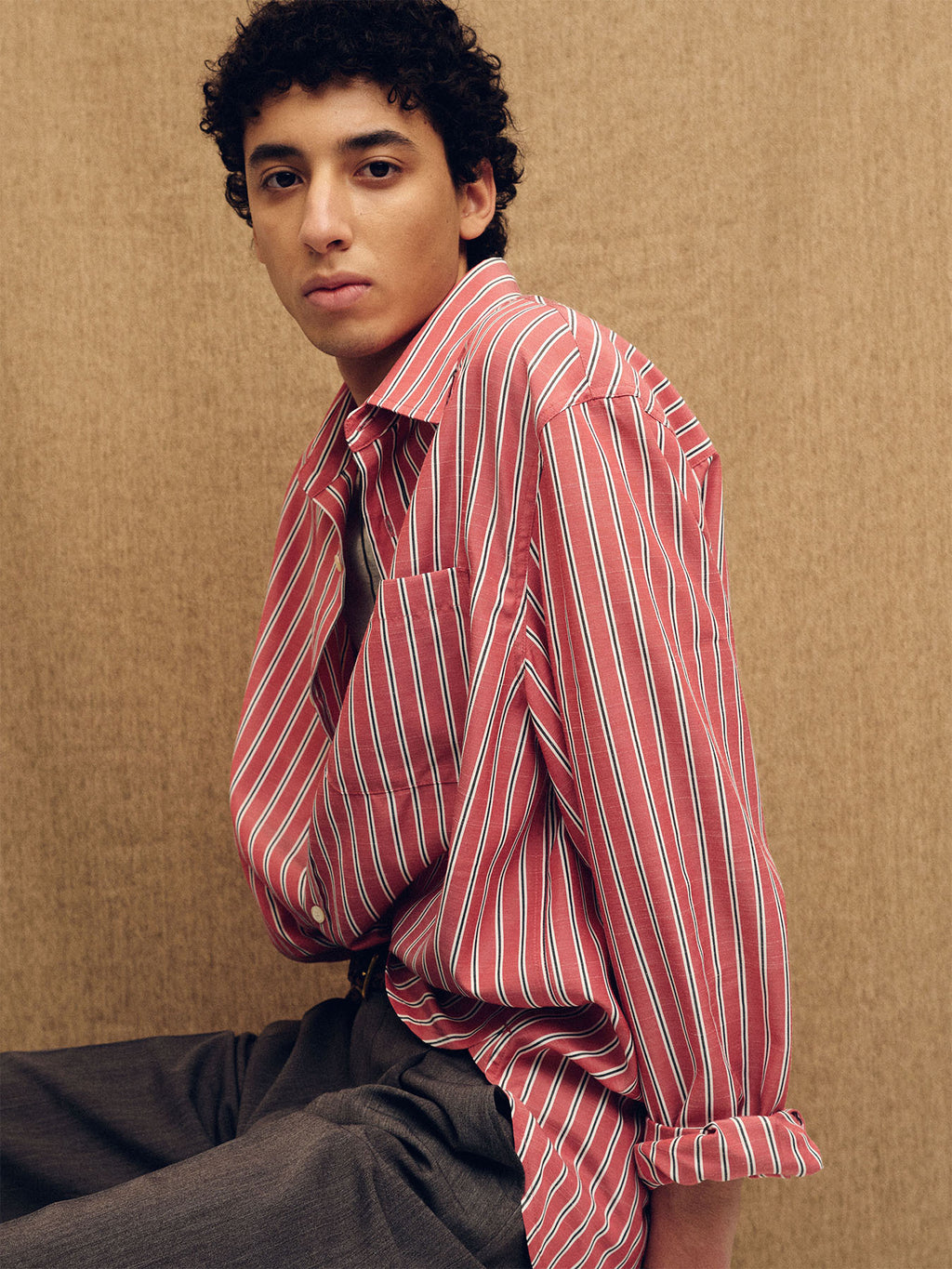 Tonywack - Striped Cotton Blend Shirt (Red Stripe) product image 10 | TRAB K-Fashion Australia