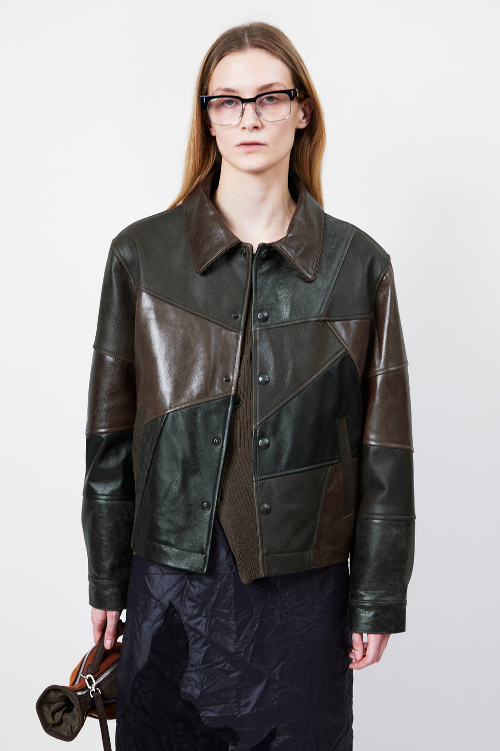 Andersson Bell - Unisex Patchwork Leather Jacket (Black/Brown) product image 11 | TRAB K-Fashion Australia